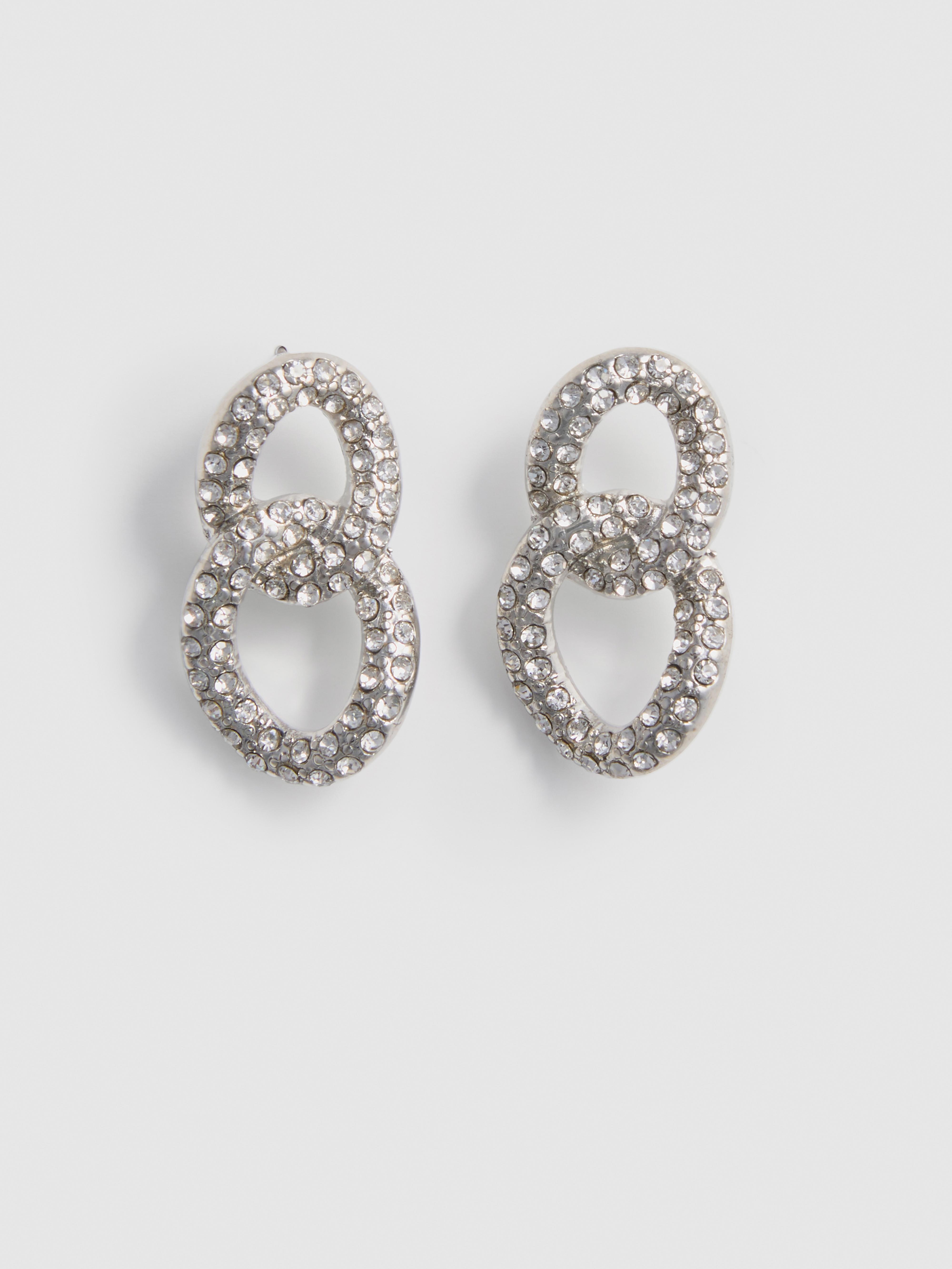 Rhinestone Drop Double Hoops