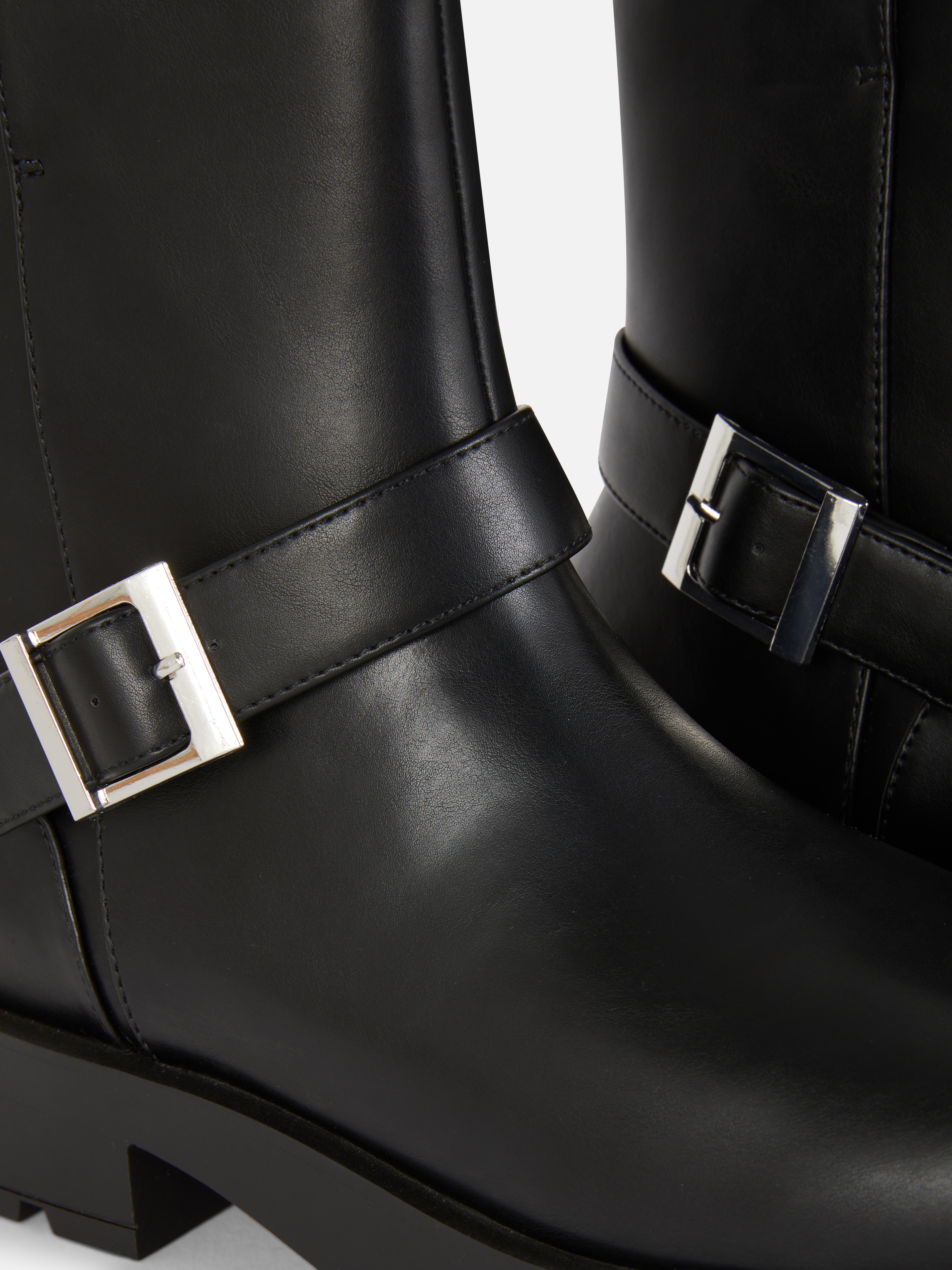 Buckle Detail Biker Boots