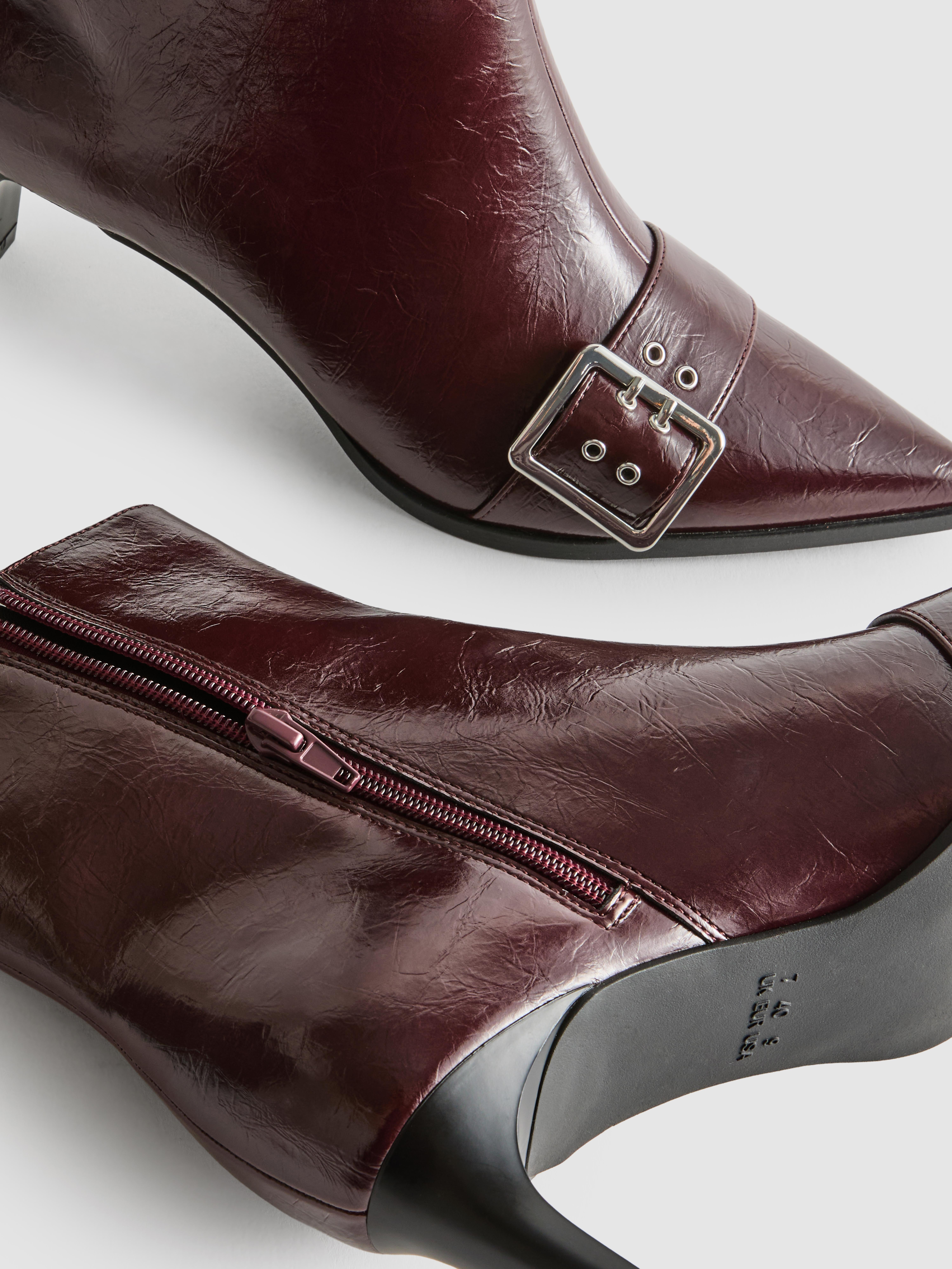 Buckle Detail Heeled Ankle Boots