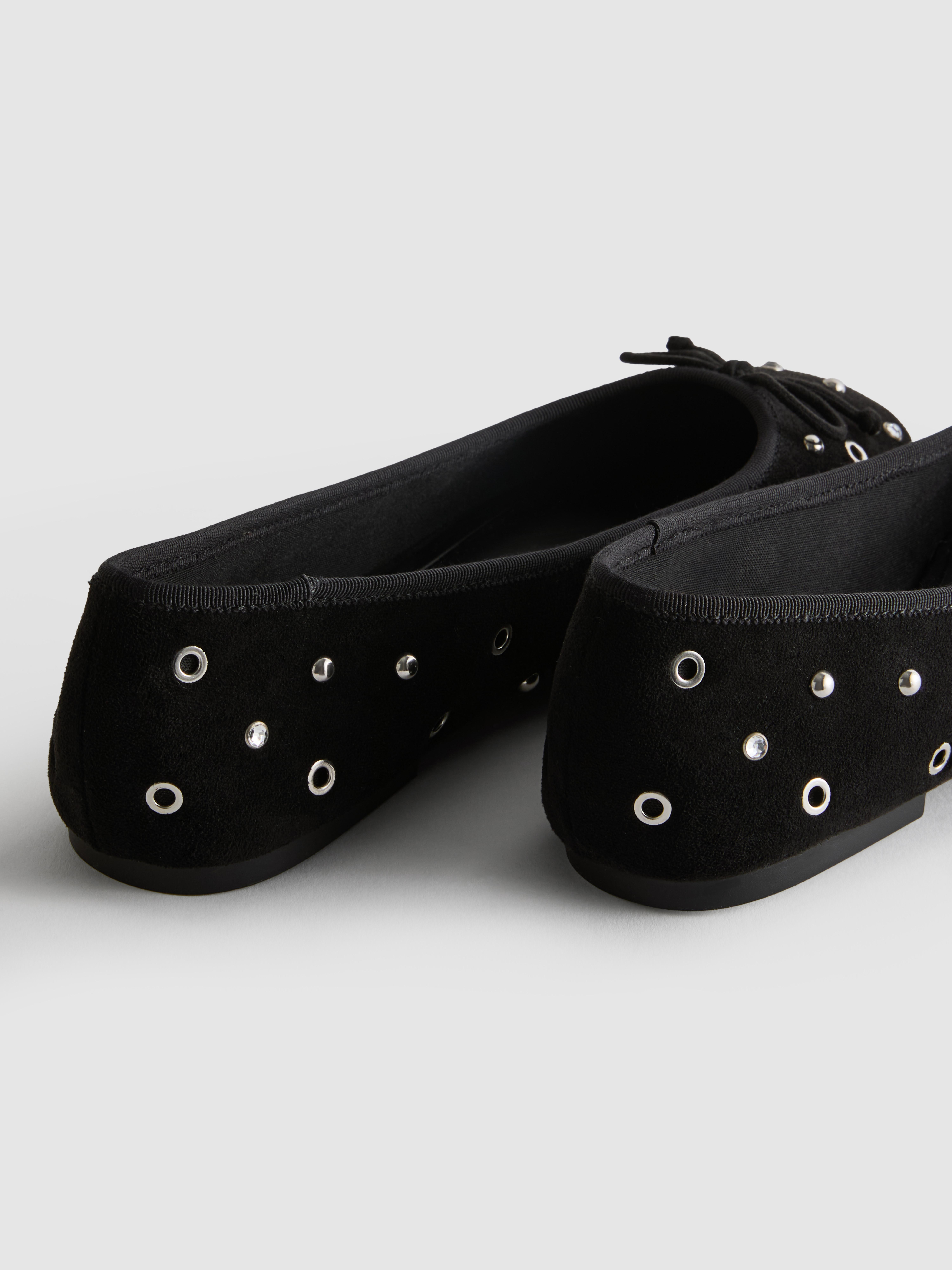 Studded Faux Suede Ballerina Flats
