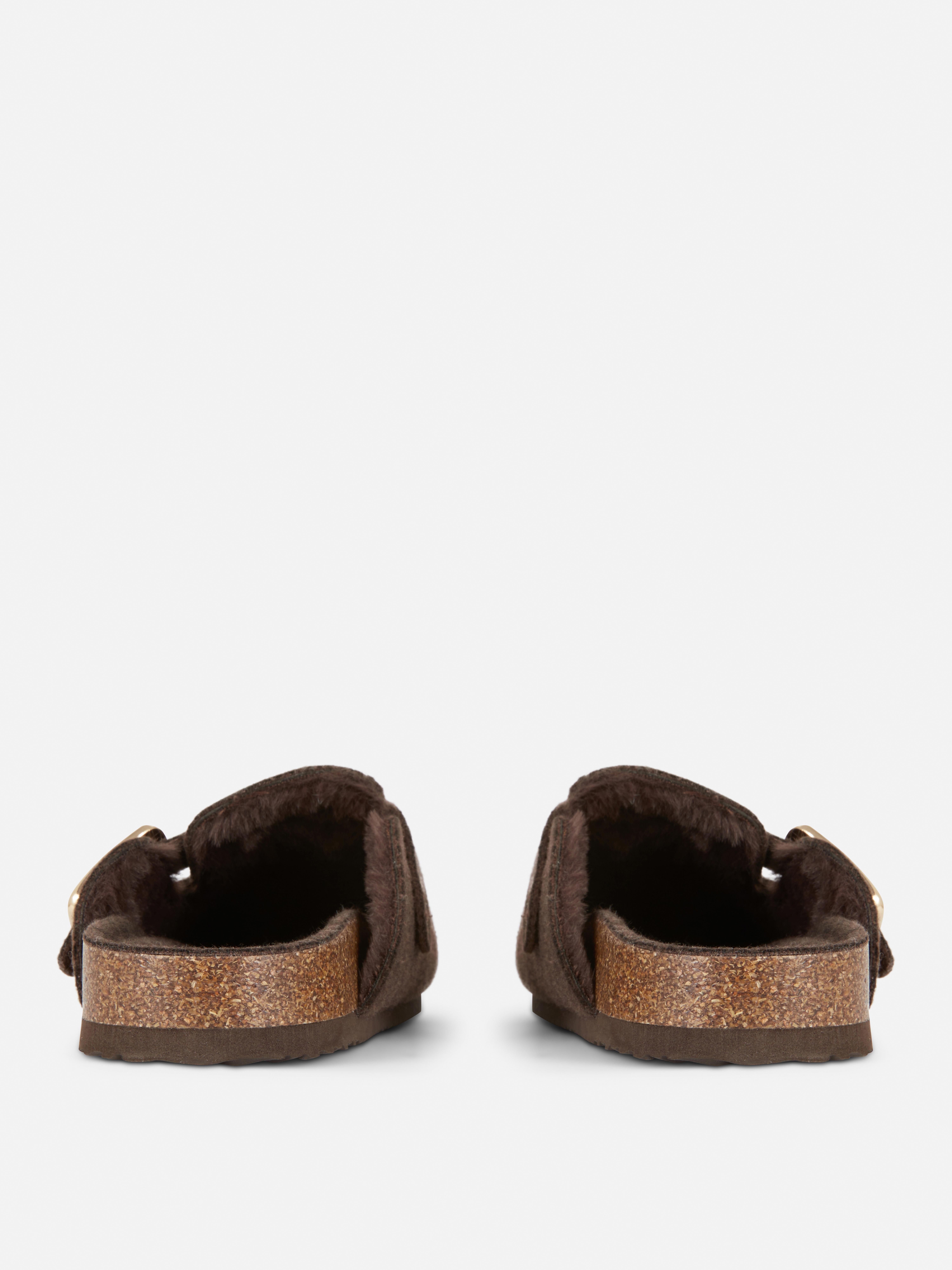 Felt-Lined Clog Mules