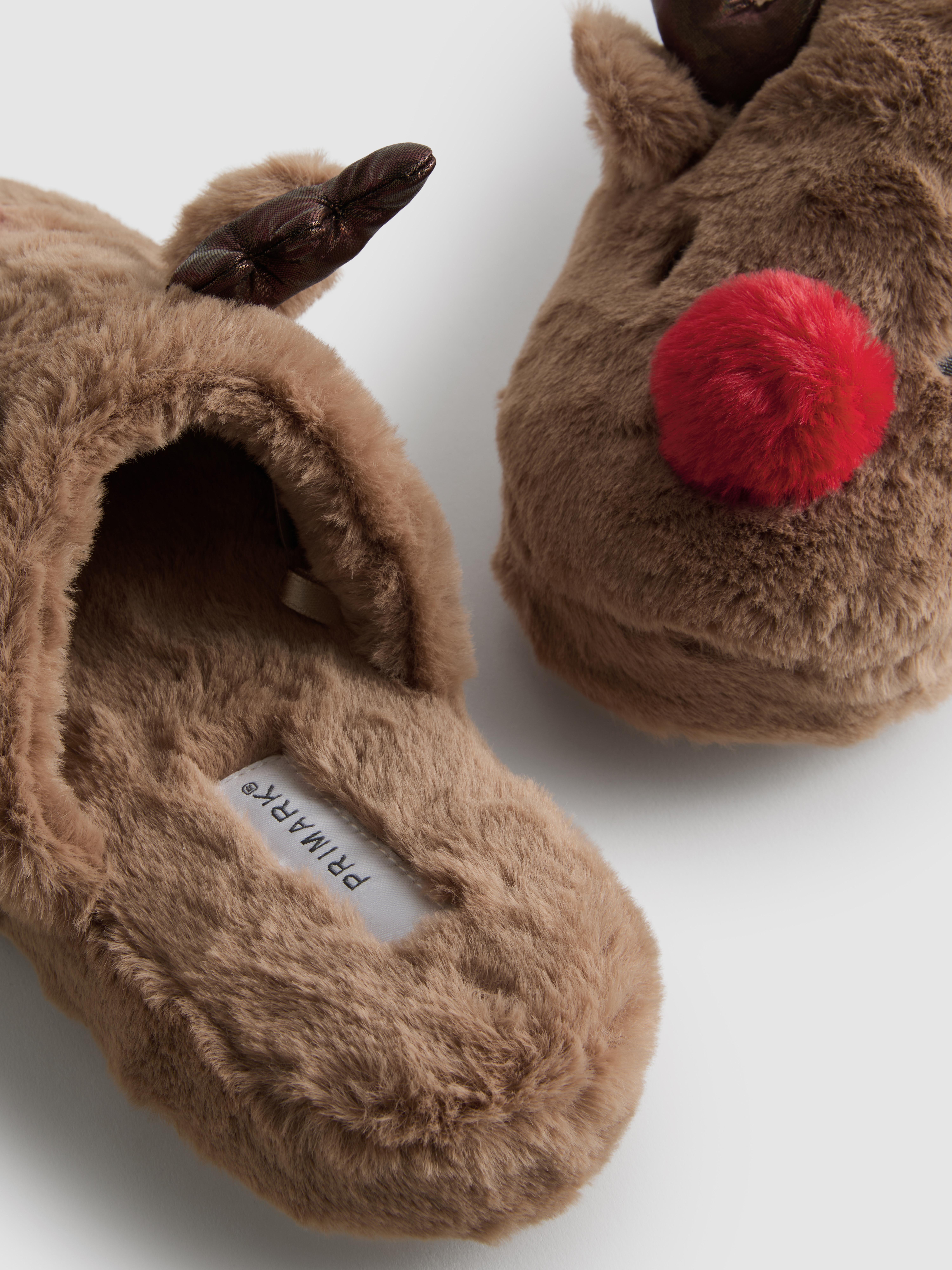 Christmas Reindeer Fluffy Mule Slippers