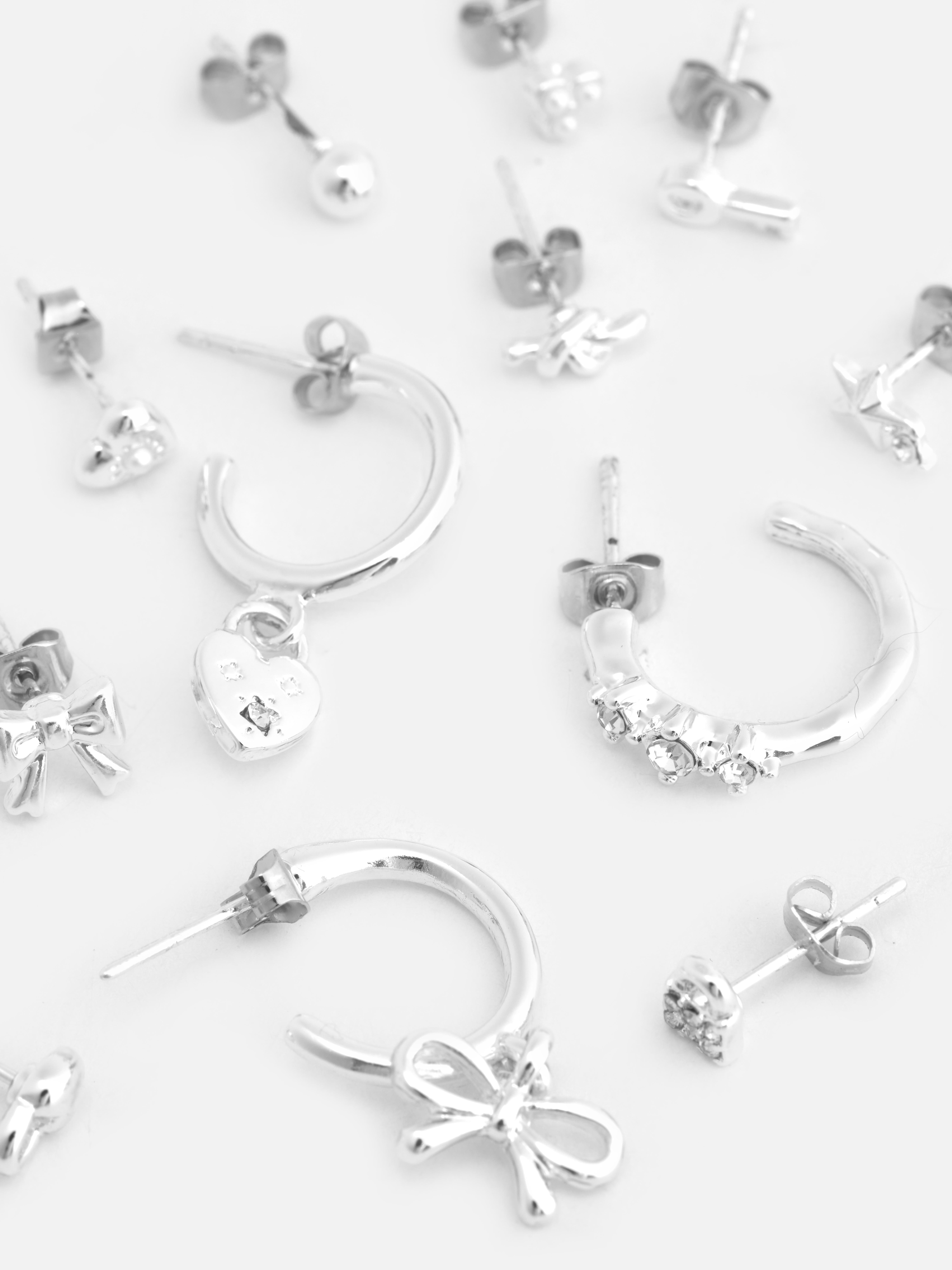 12pk Mixed Hoop and Stud Earrings