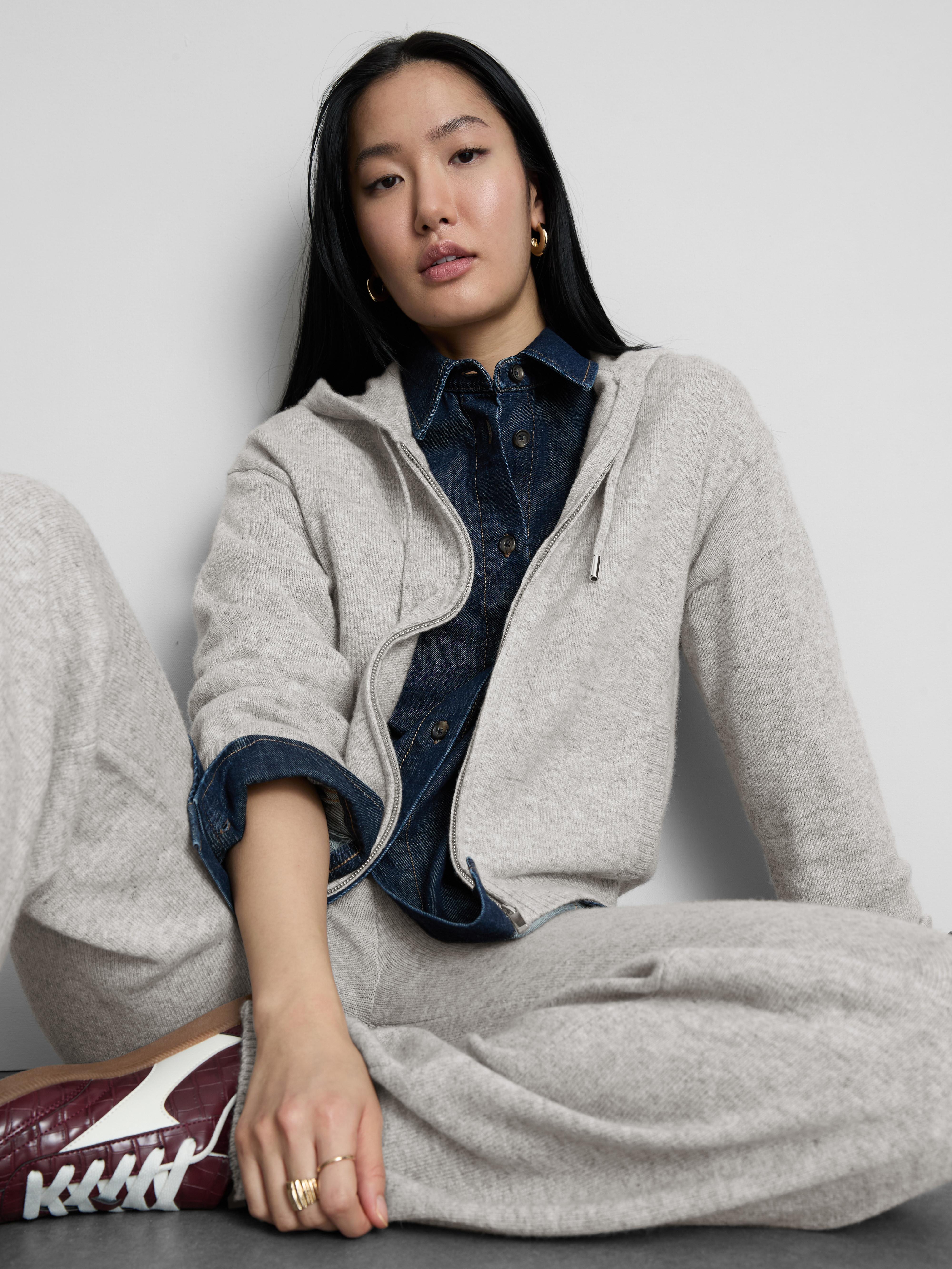 The Edit Wool Blend Zip Through Hoodie