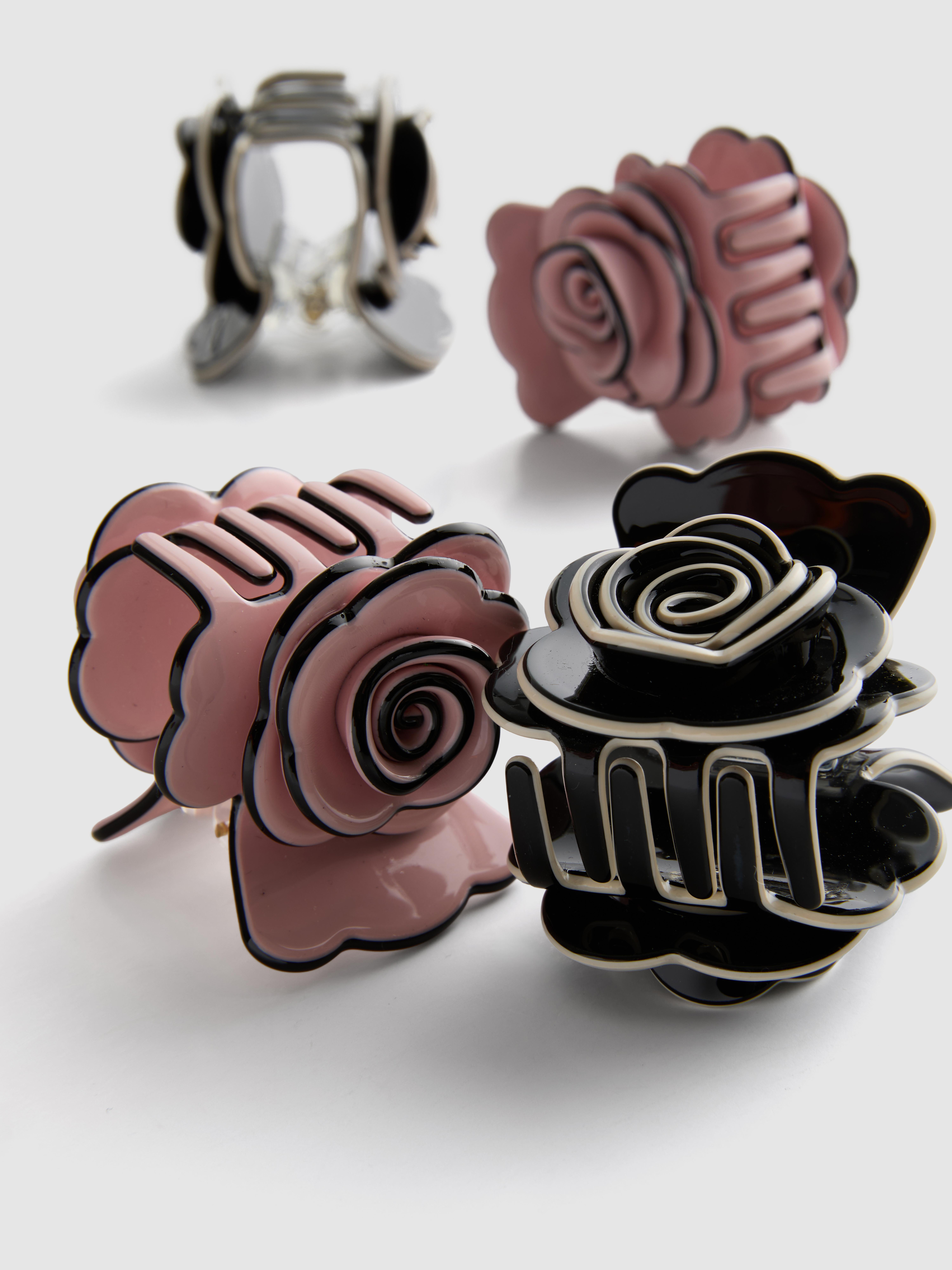 4pk Rose Flower Mini Claw Clips