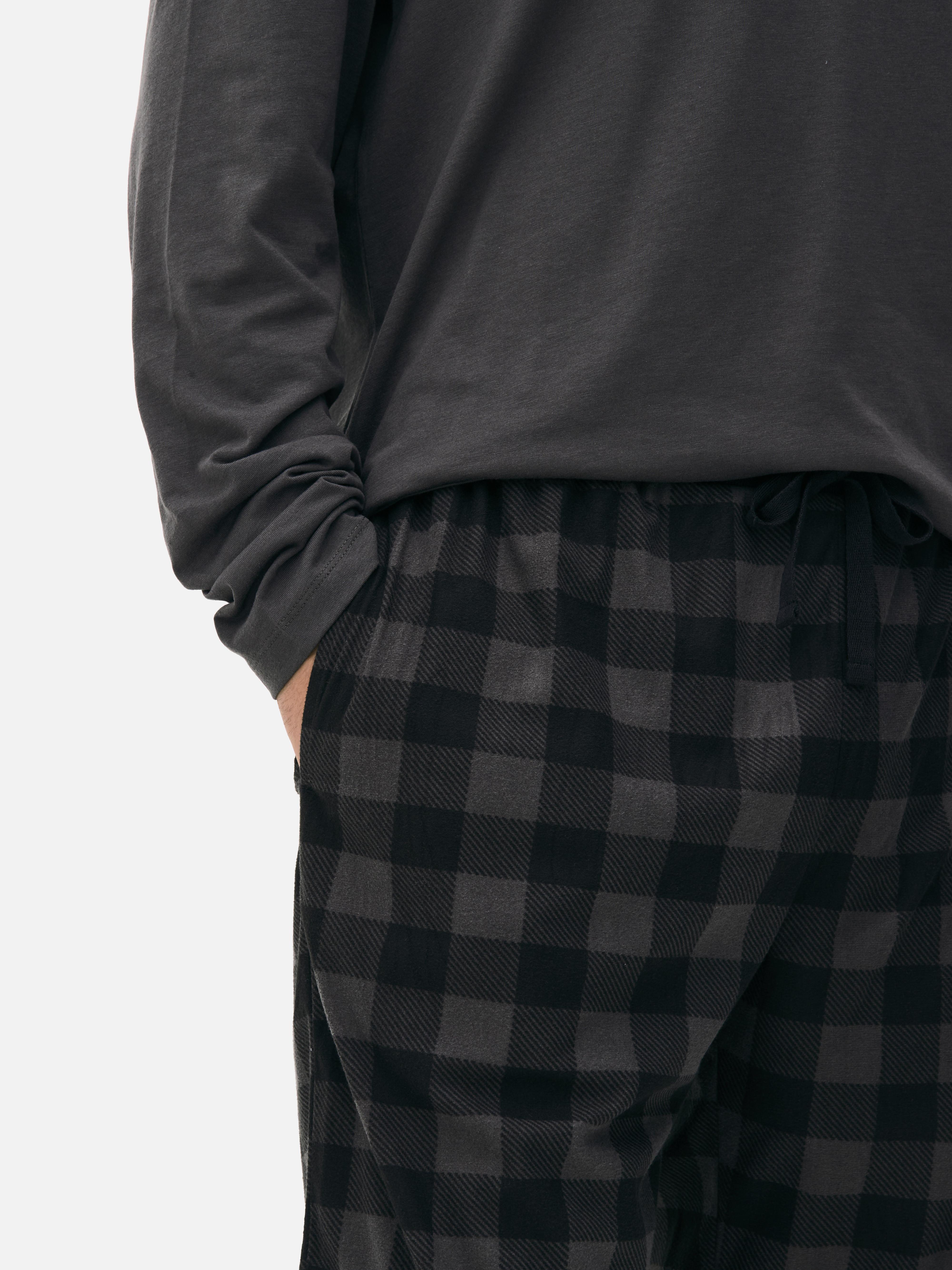 Checked Jersey Long Pajamas