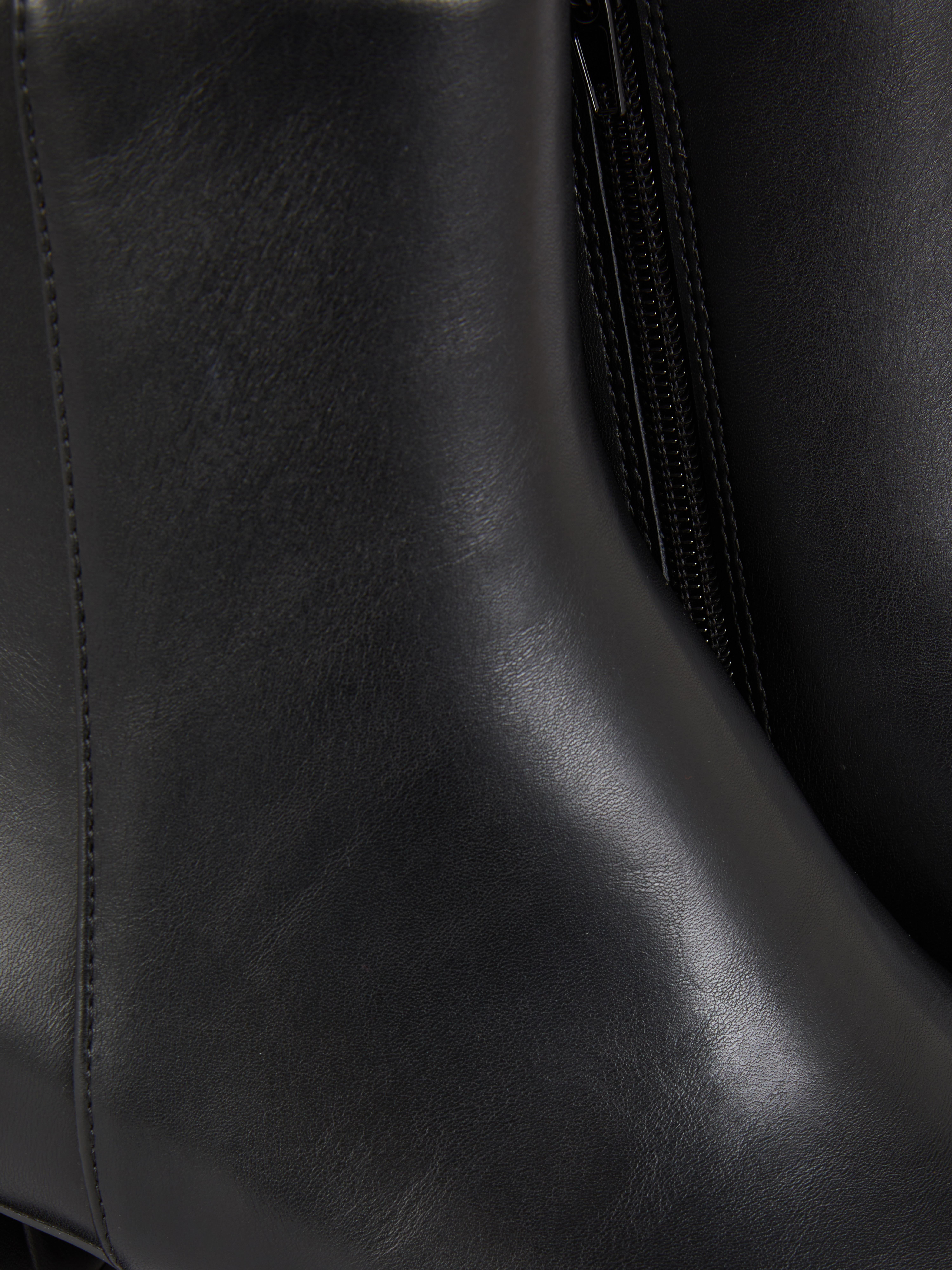 Faux Leather Block Heel Ankle Boots