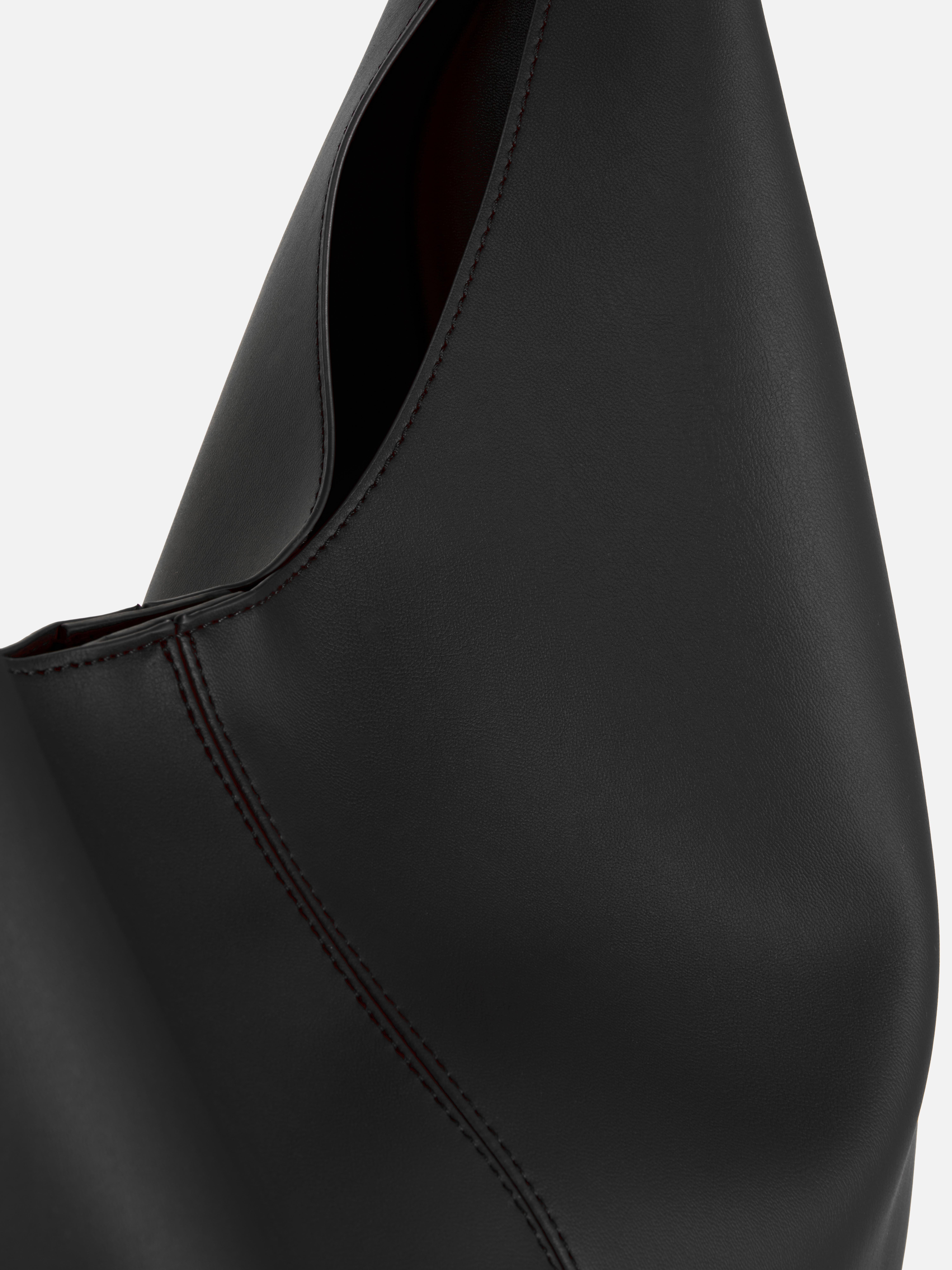 Faux Leather Scoop Shopper Bag