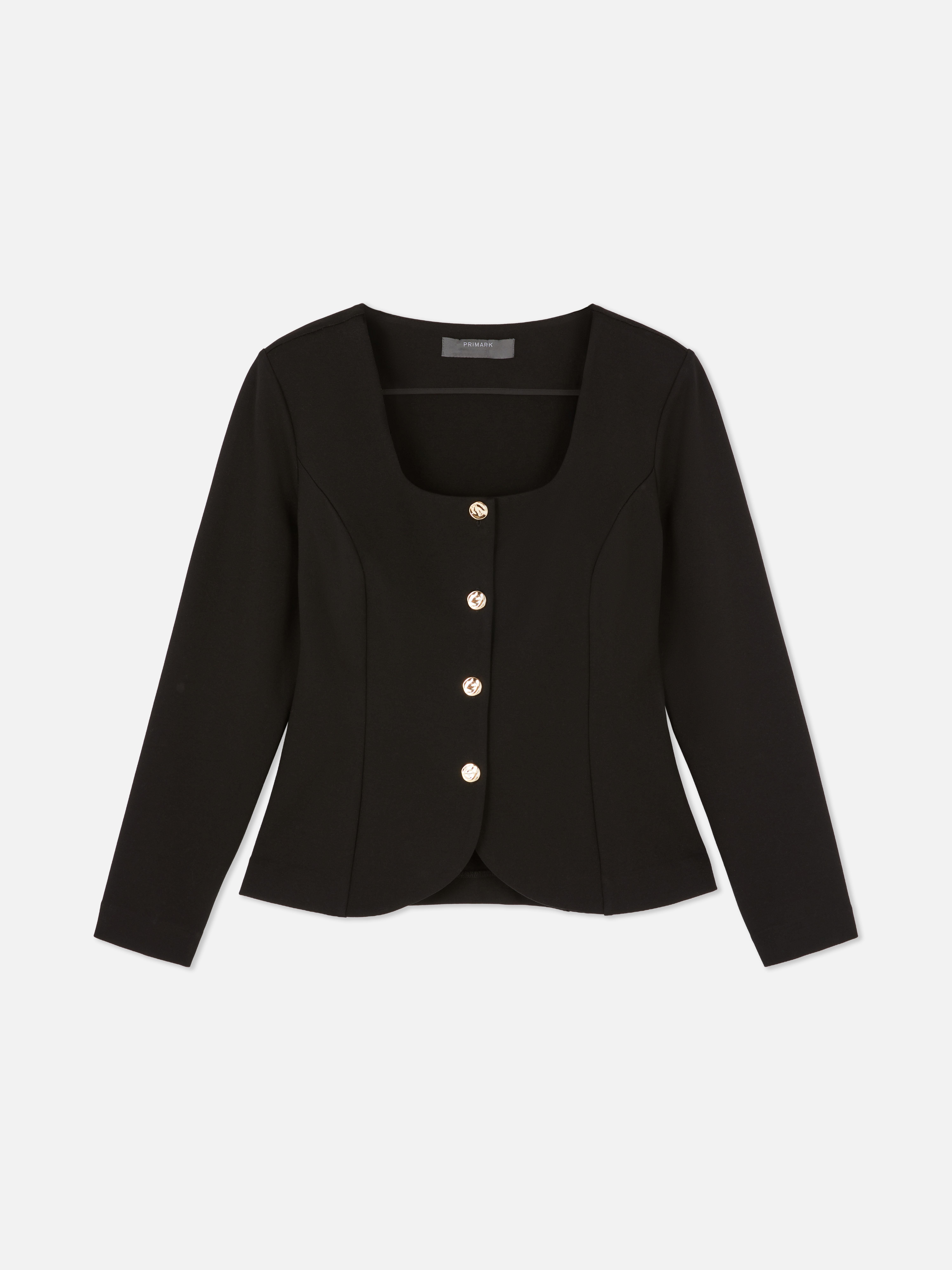 Fitted Button-Up Blazer