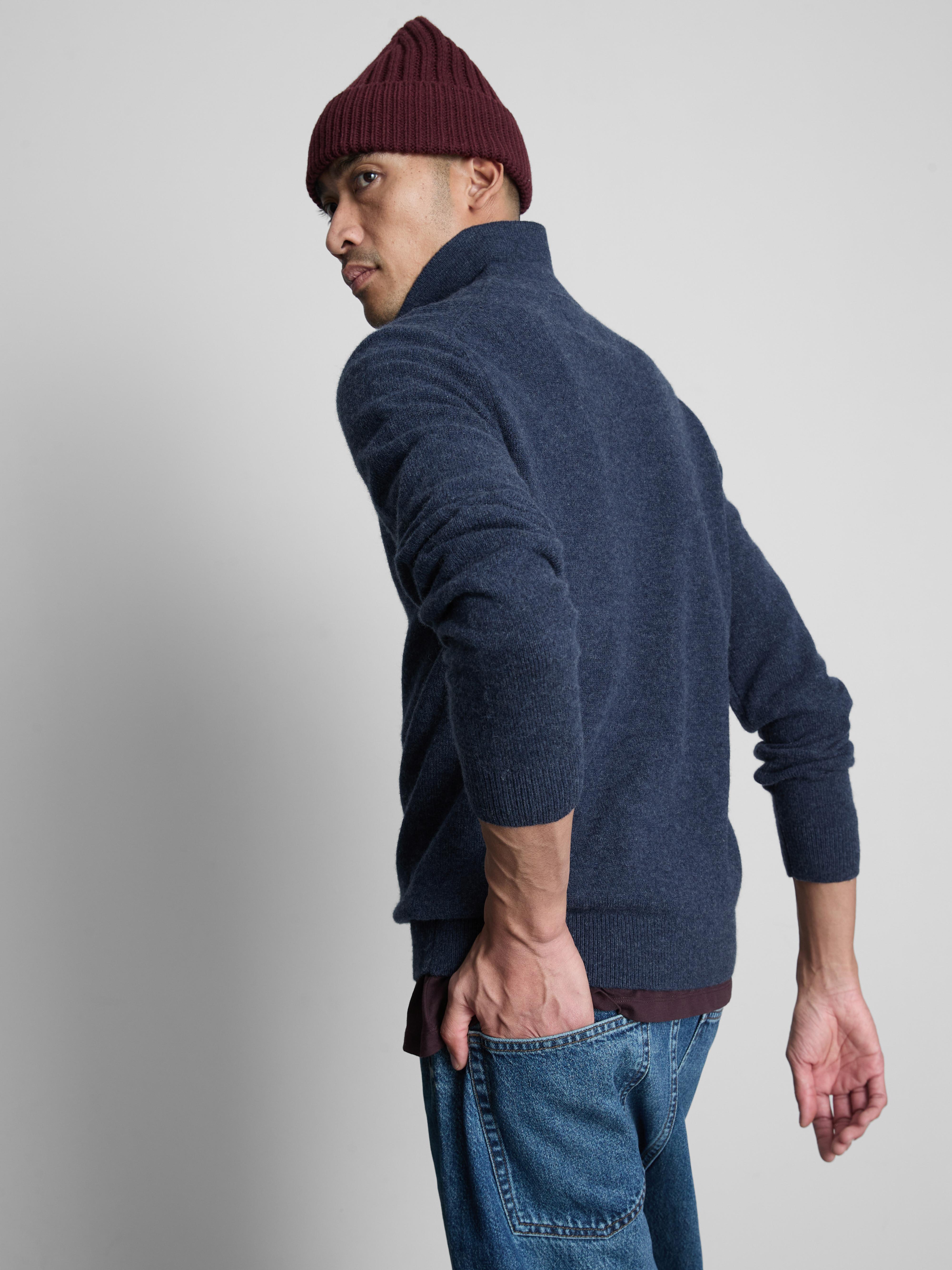 Wool Rich Quarter Zip Polo Sweater