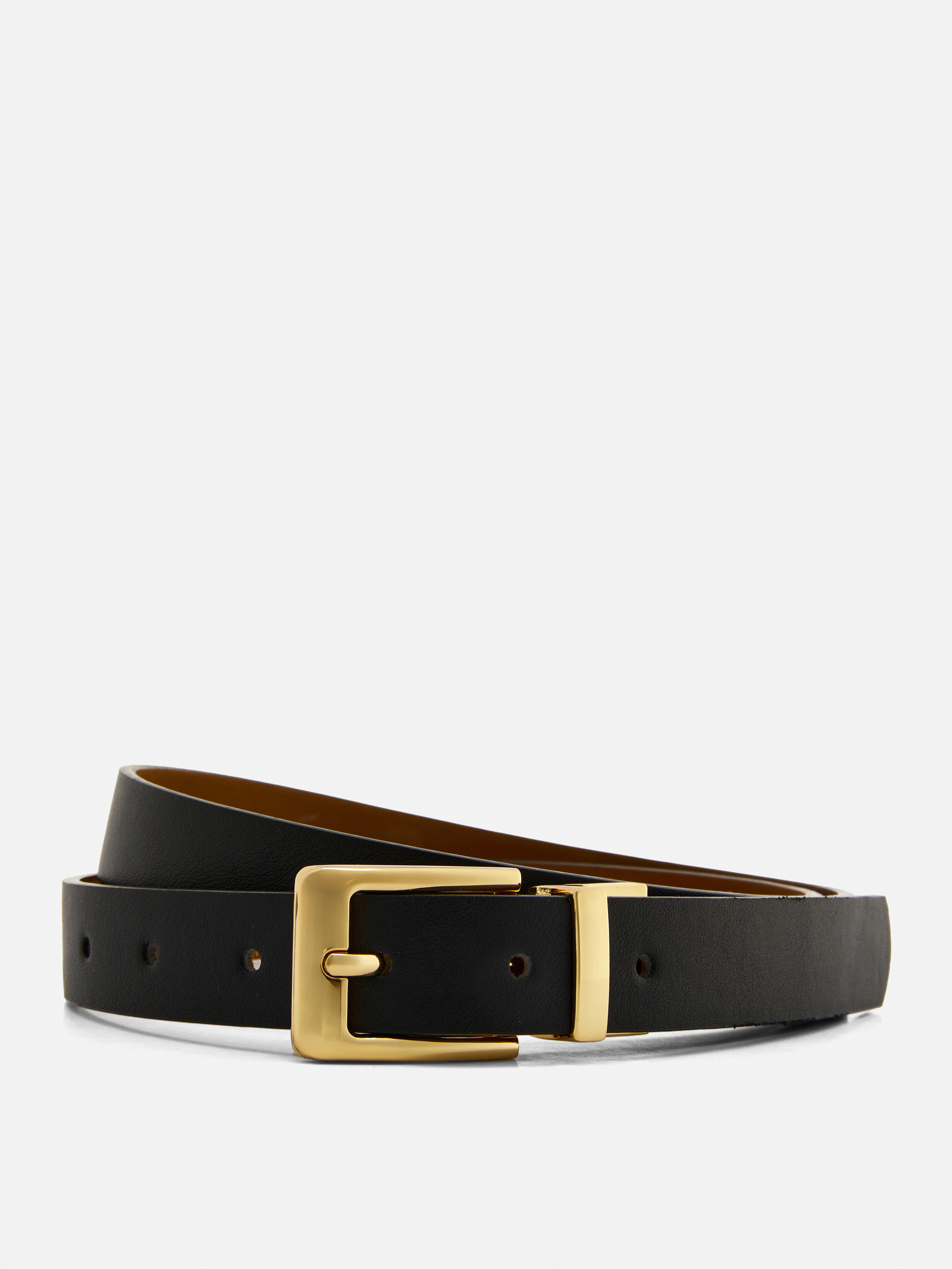 Reversible Belt With Metallic Buckle