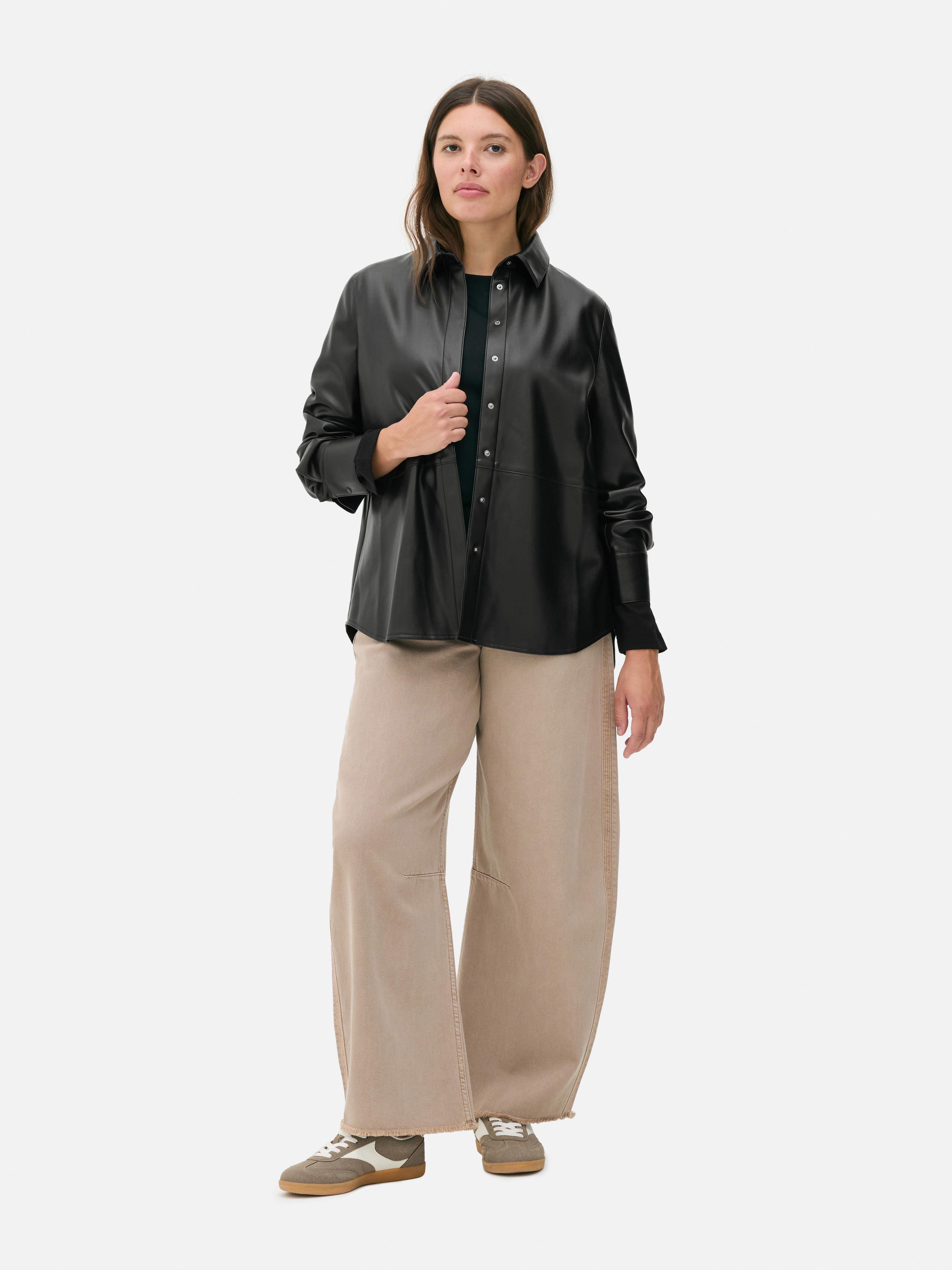 Faux Leather Overshirt