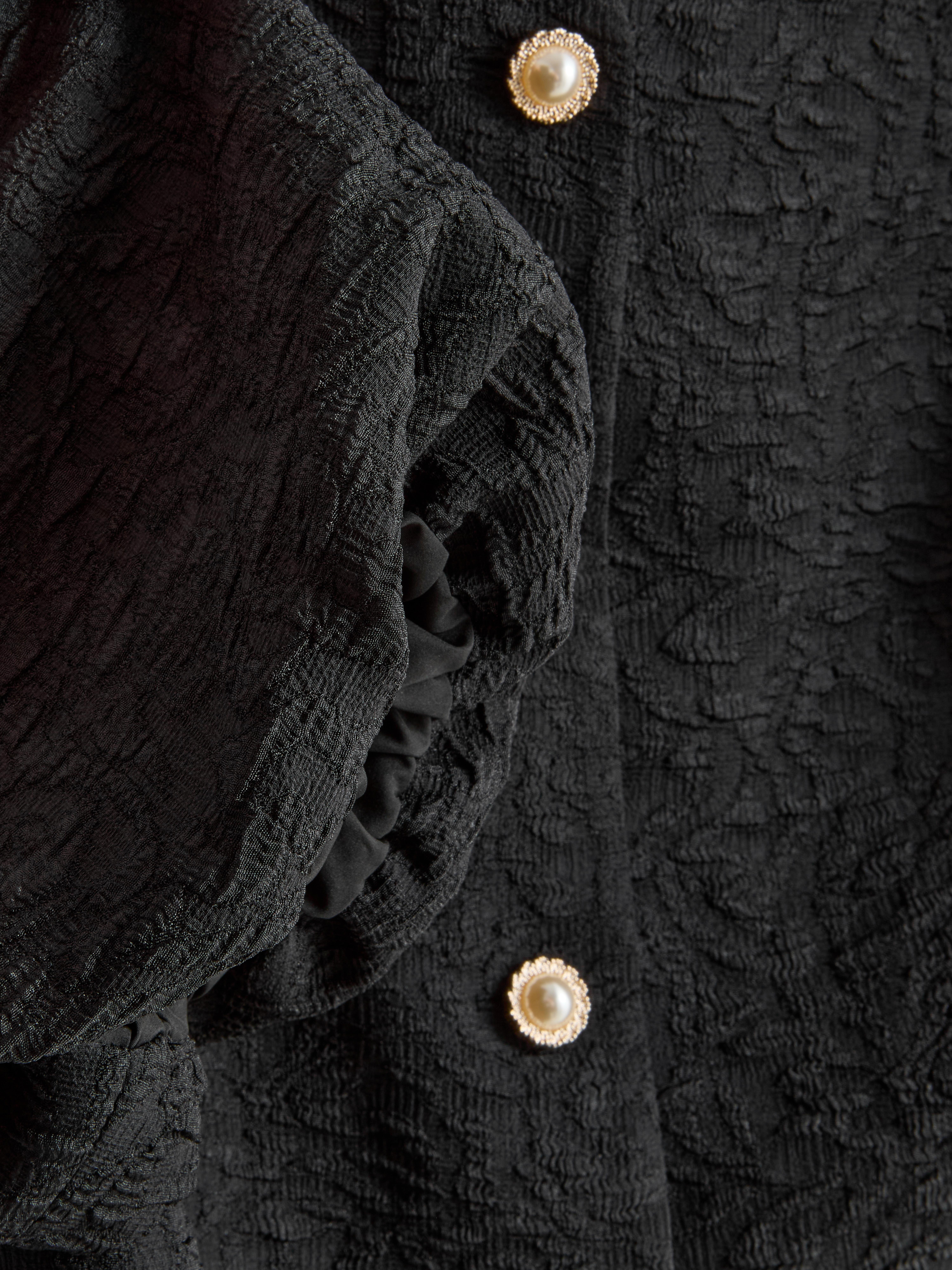 Cropped Textured Puff Sleeve Top