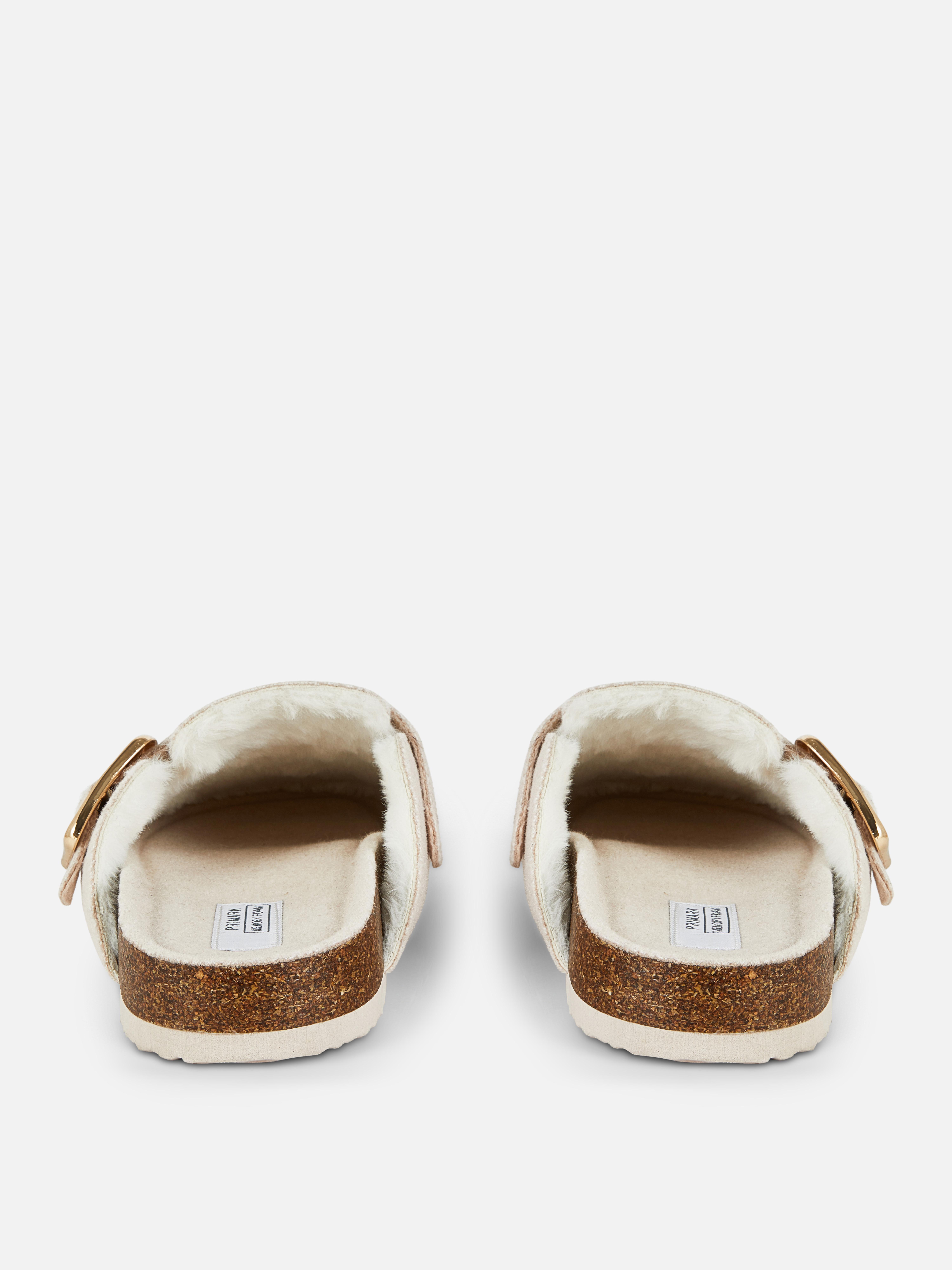 Felt-Lined Clog Mules