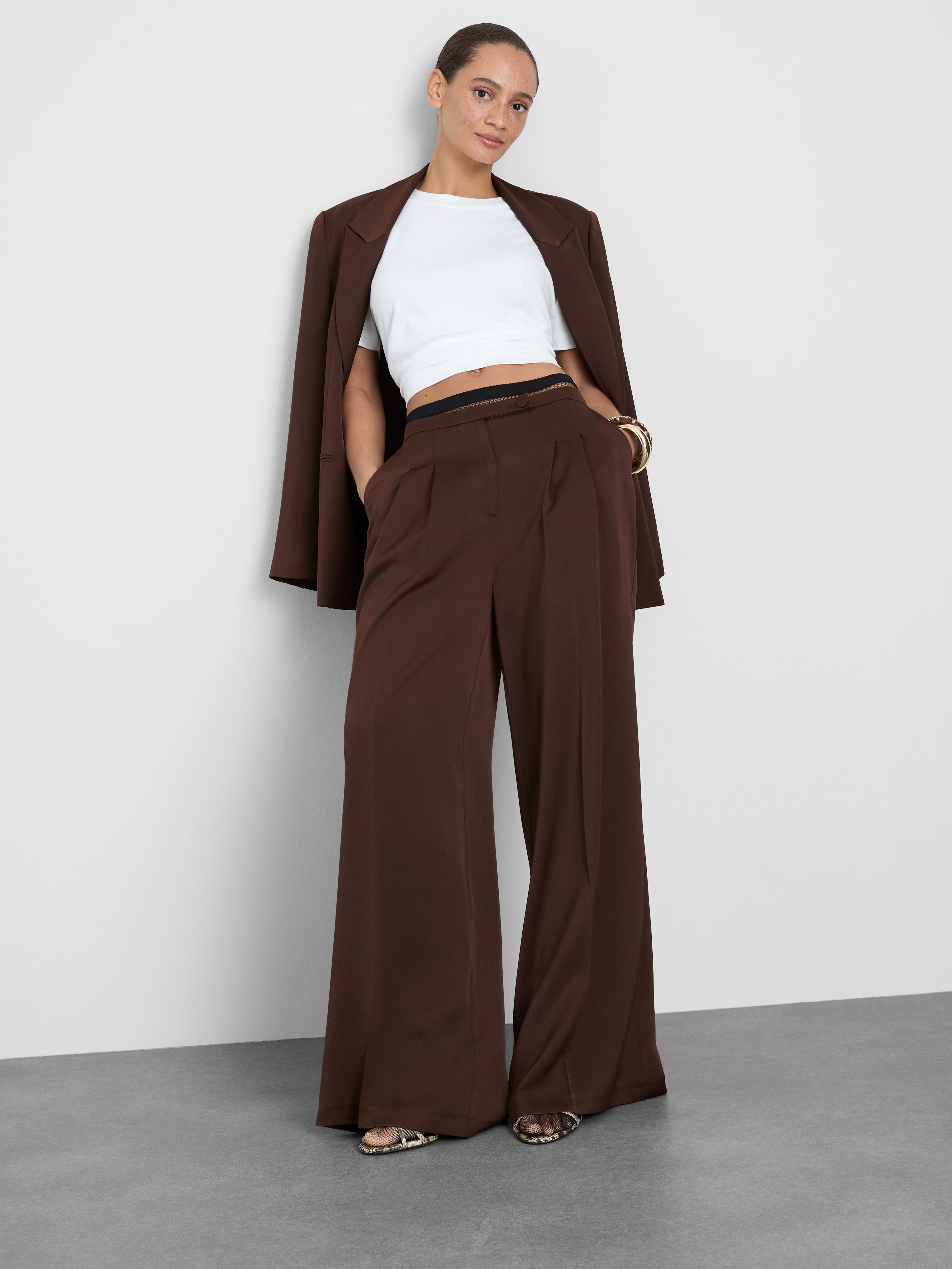 Satin Pleated Wide Leg Pants