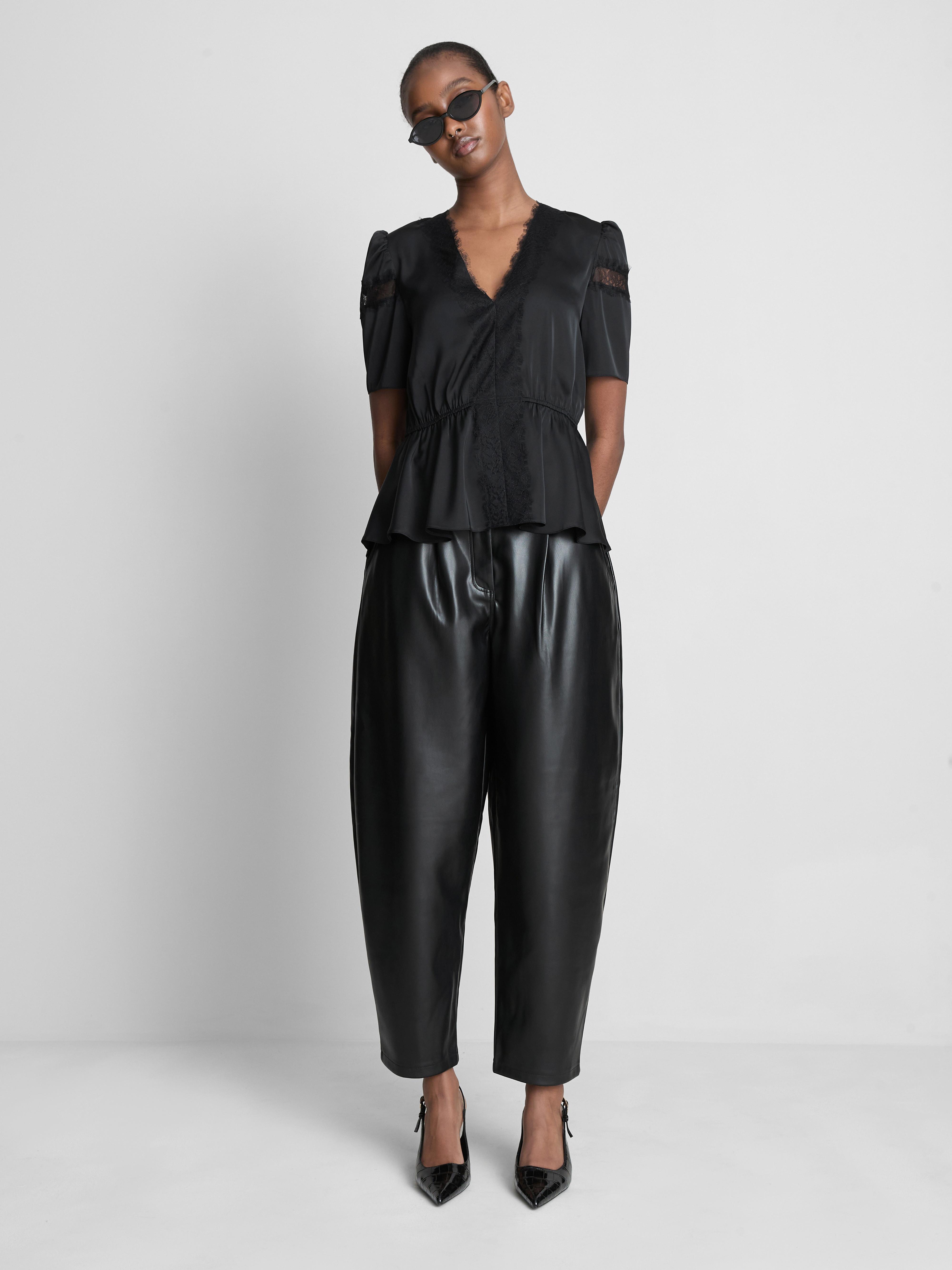 Satin Lace Insert Blouse