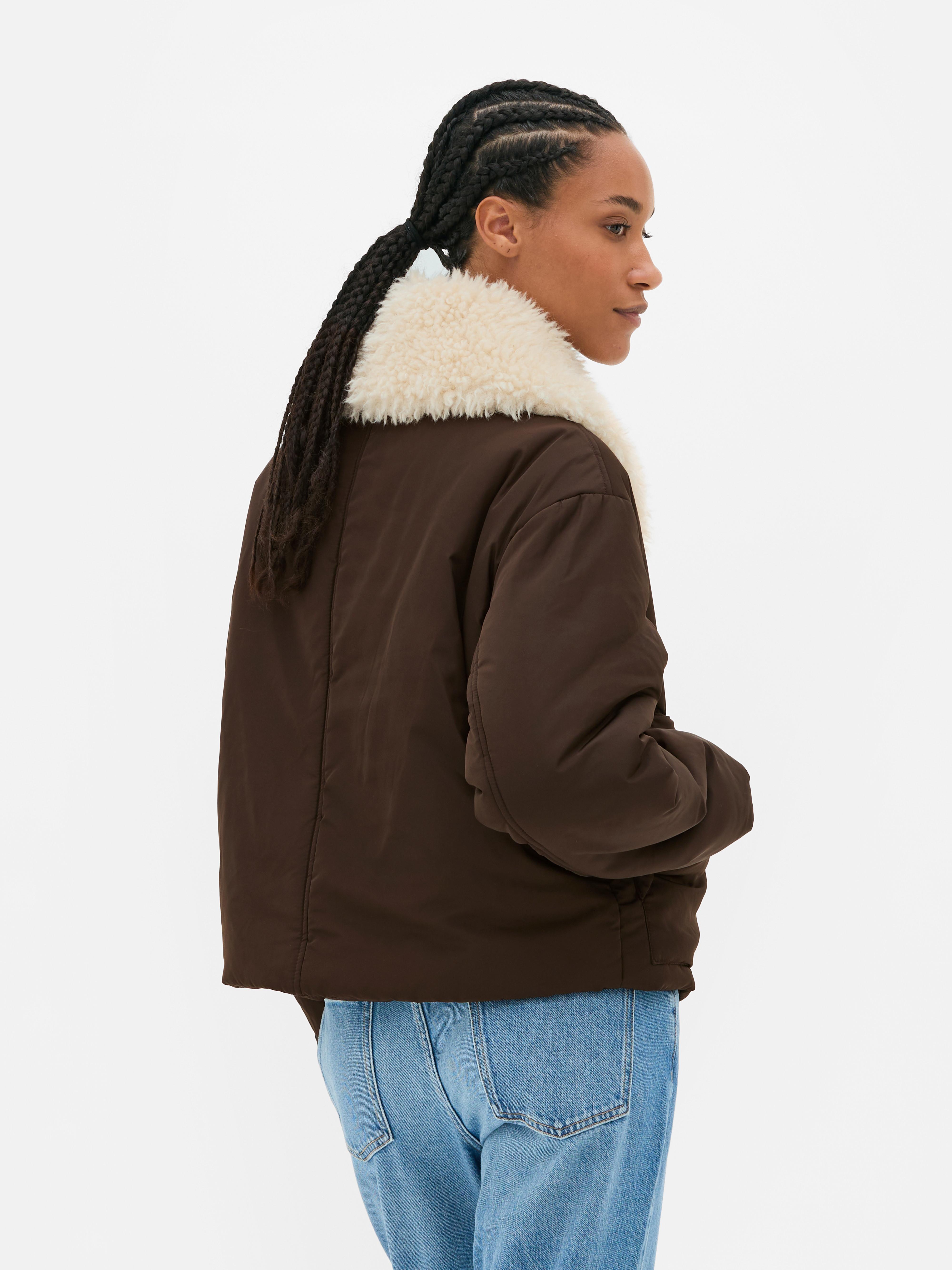 Padded Faux Fur Collar Jacket