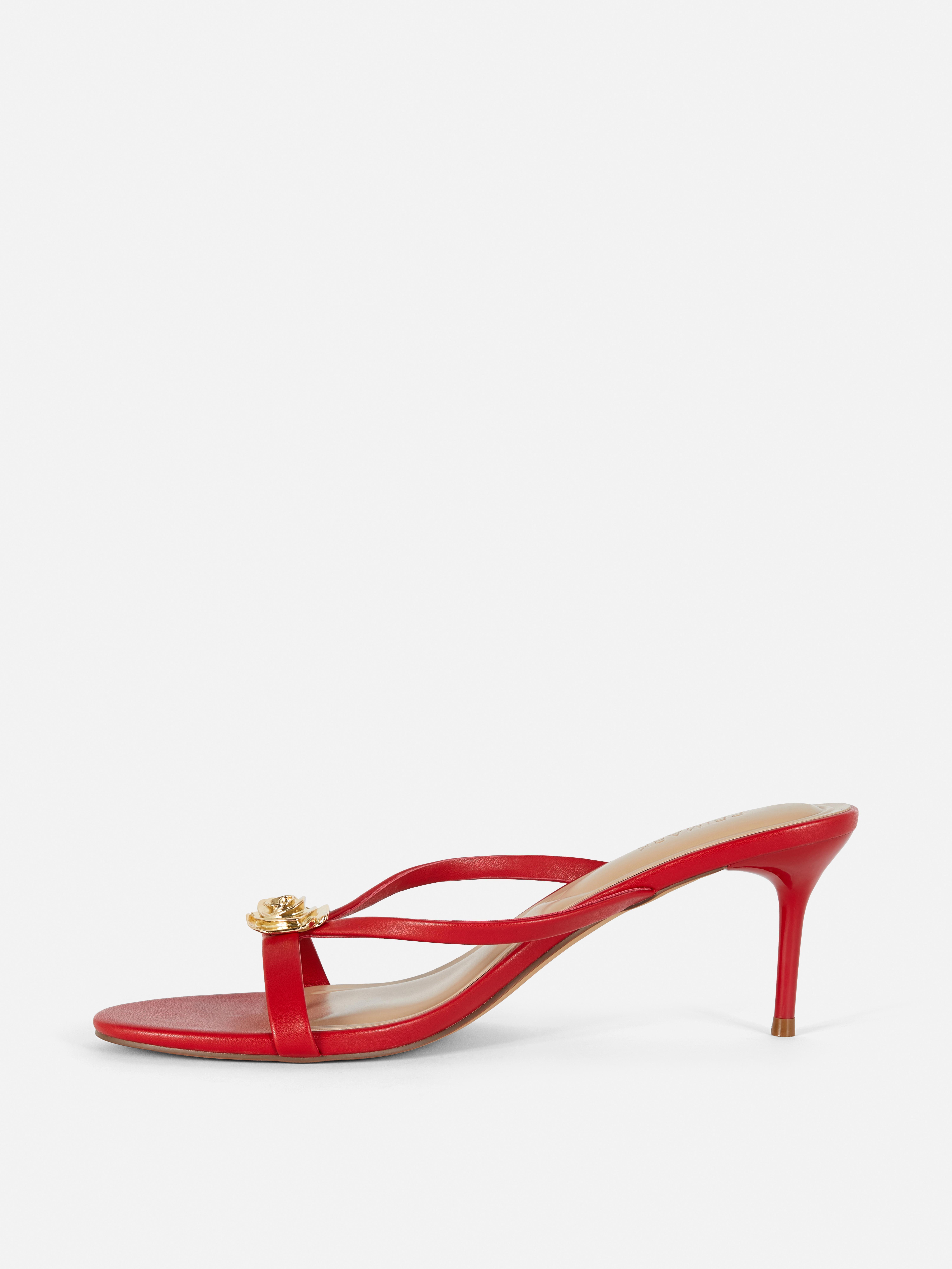 Metal Detail Kitten Mule Heels