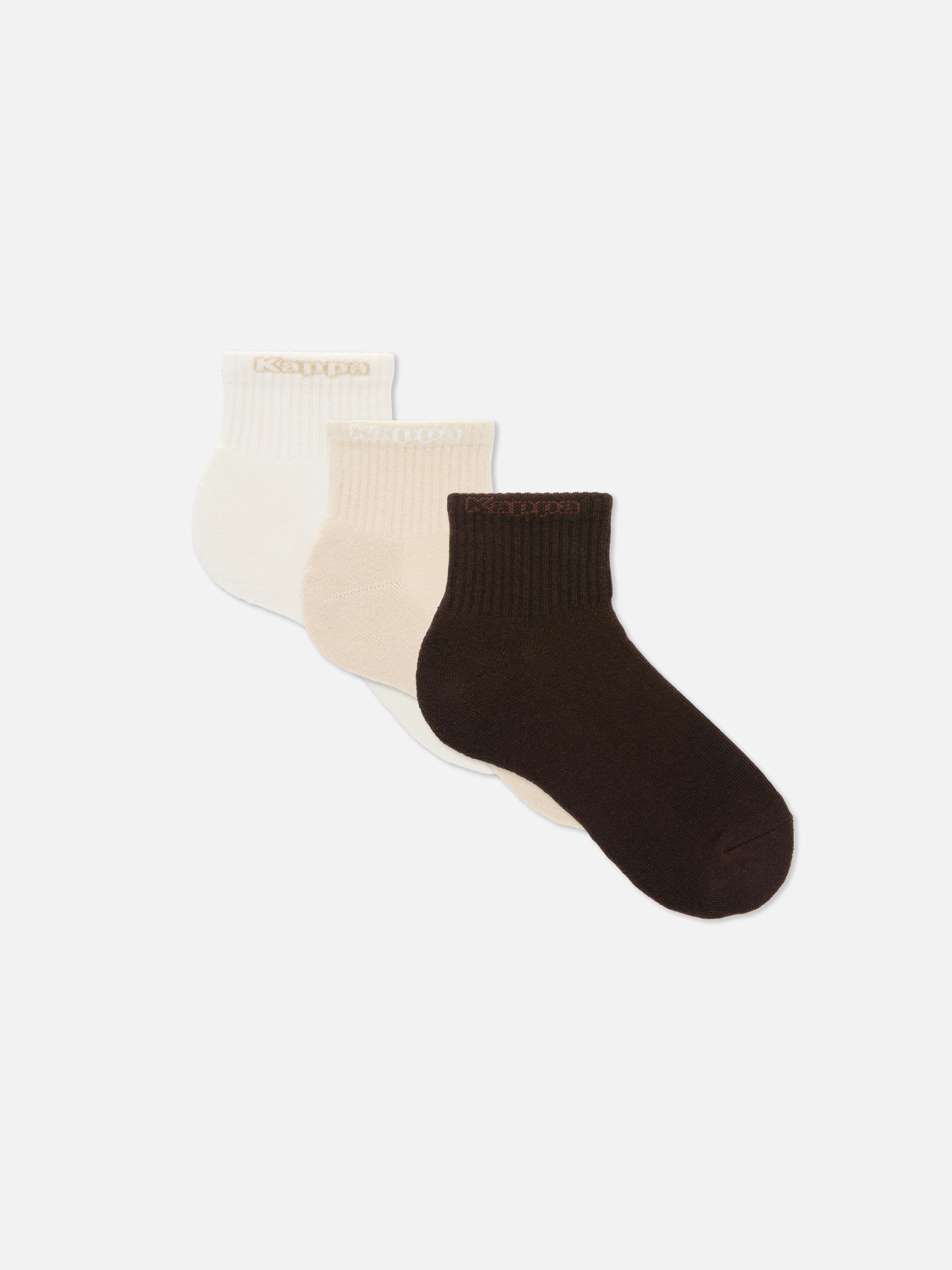 3pk Kappa Neutral Quarter Crew Socks