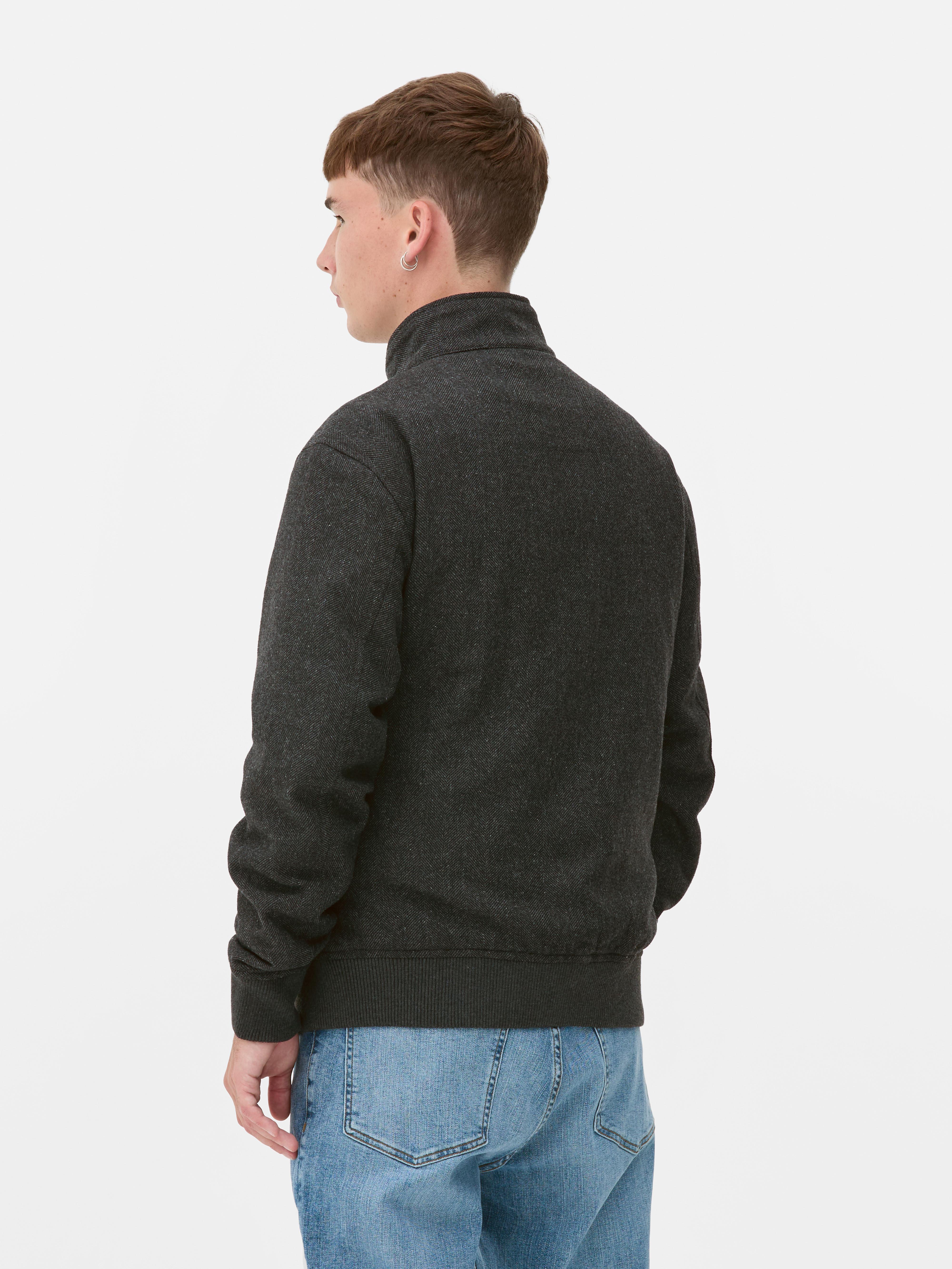 Wool Mix Herringbone Harrington Jacket