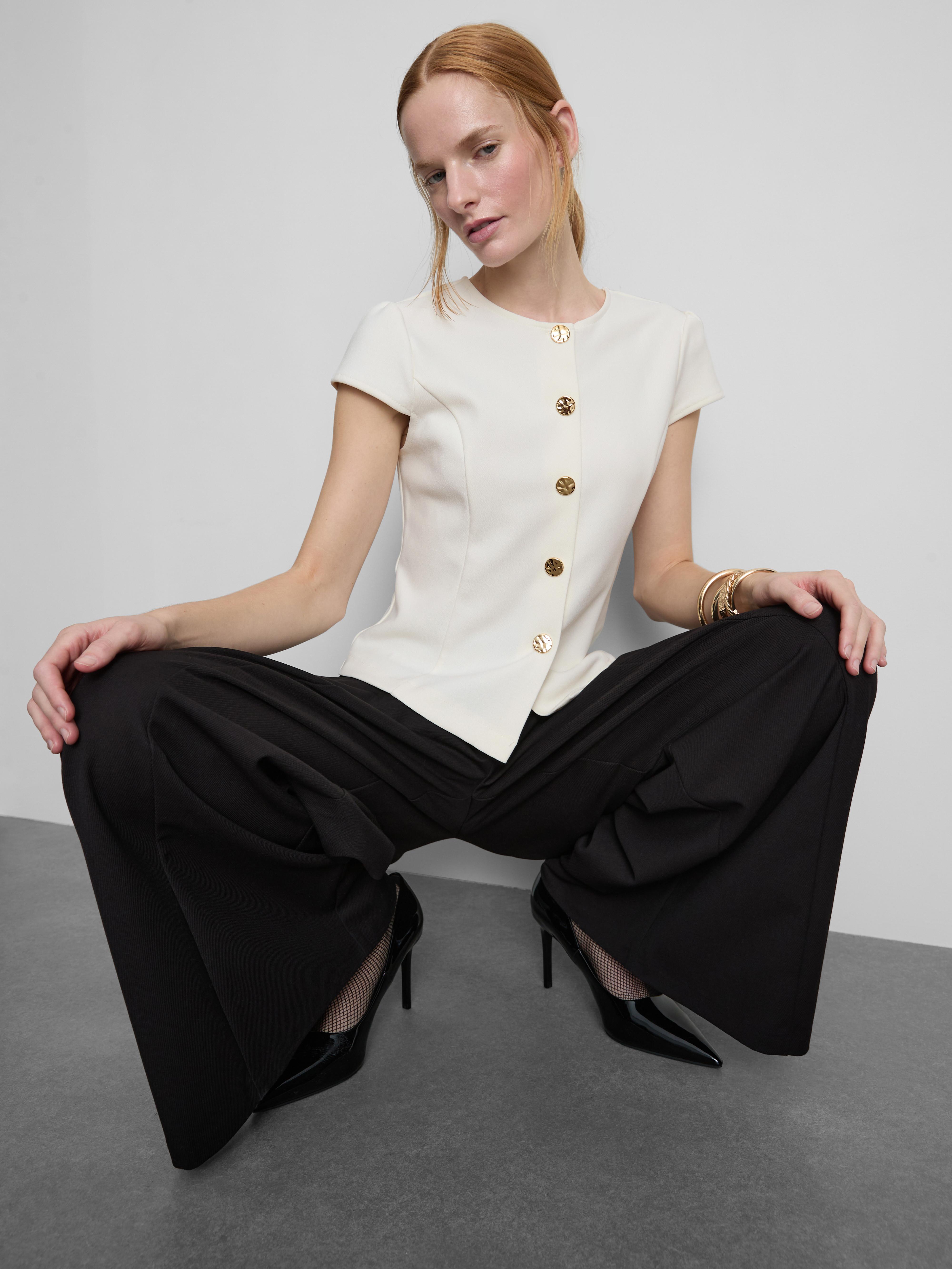 Cap Sleeve Button-Up Top