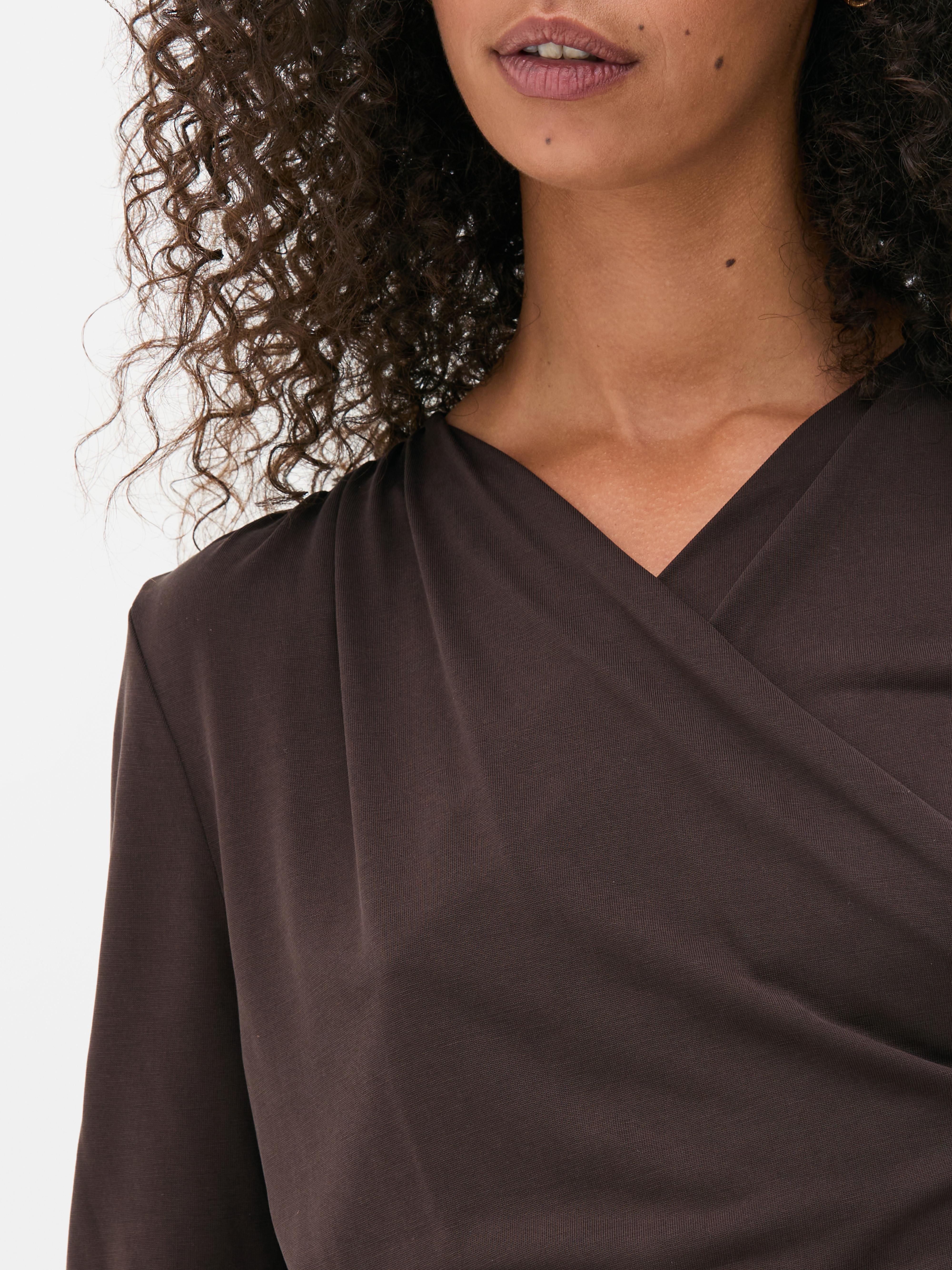 The Edit Draped Long Sleeve Top