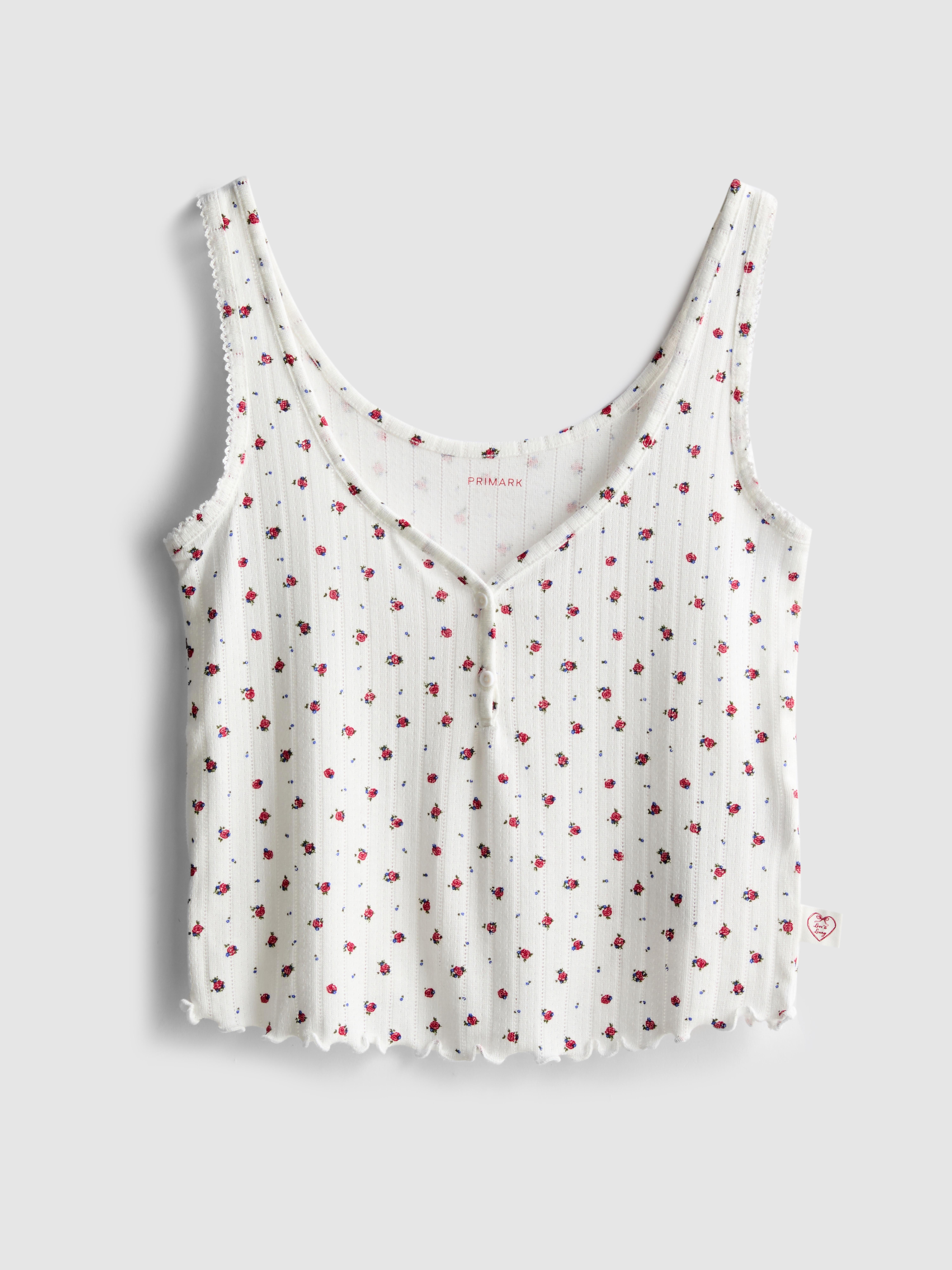 Printed Pointelle Pajama Tank Top