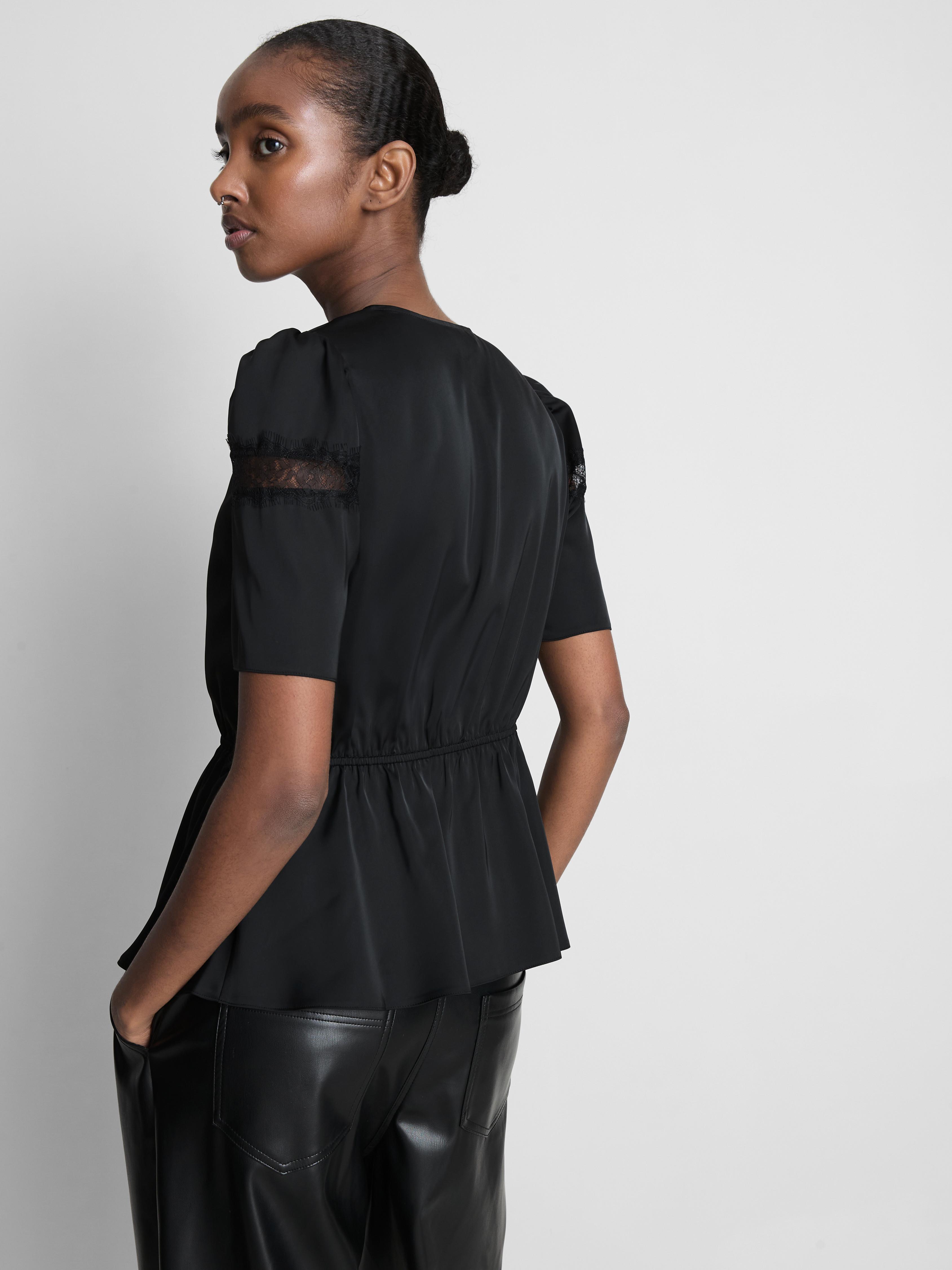 Satin Lace Insert Blouse