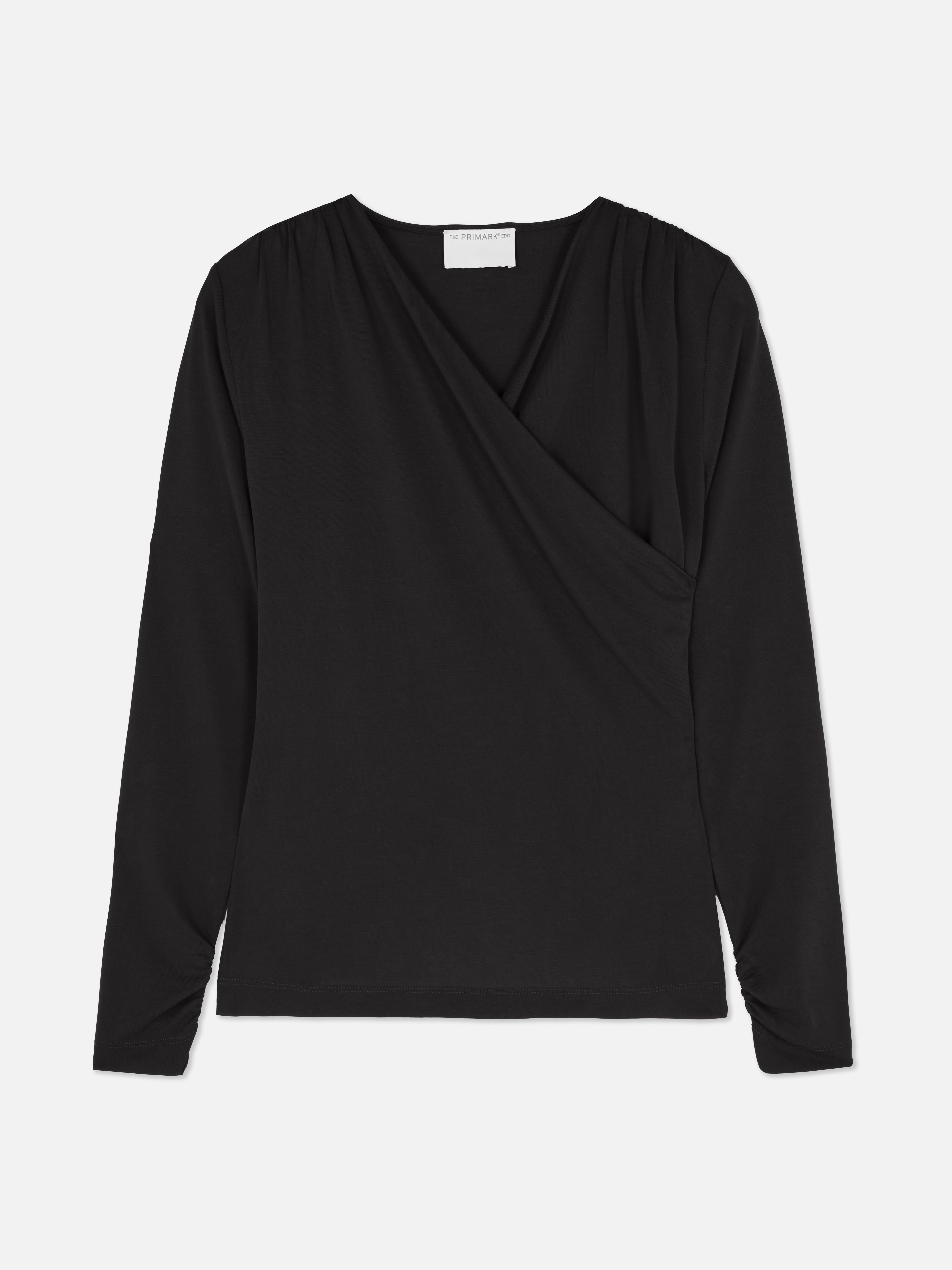 The Edit Draped Long Sleeve Top
