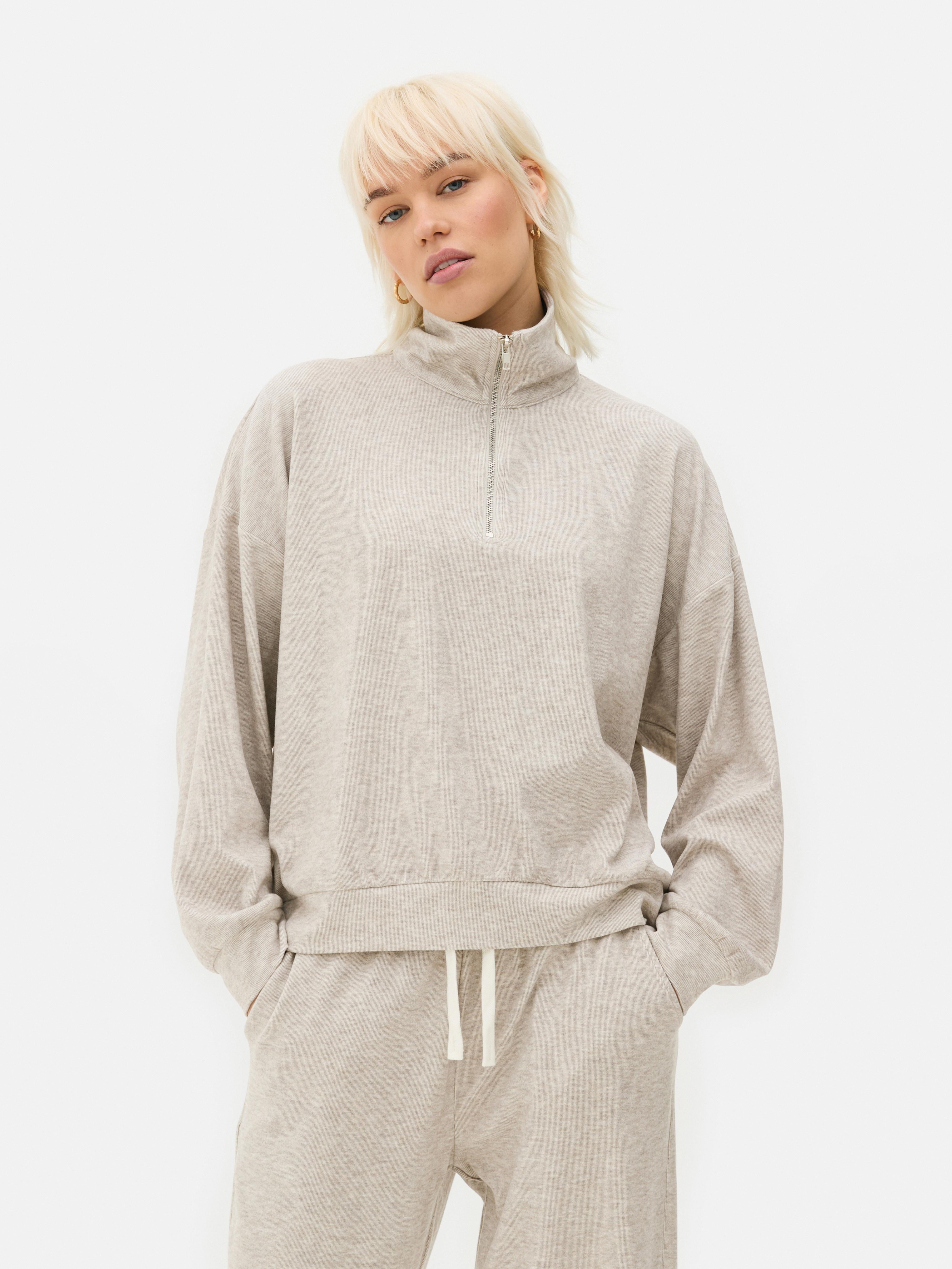 Ribbed Half Zip Sweatshirt