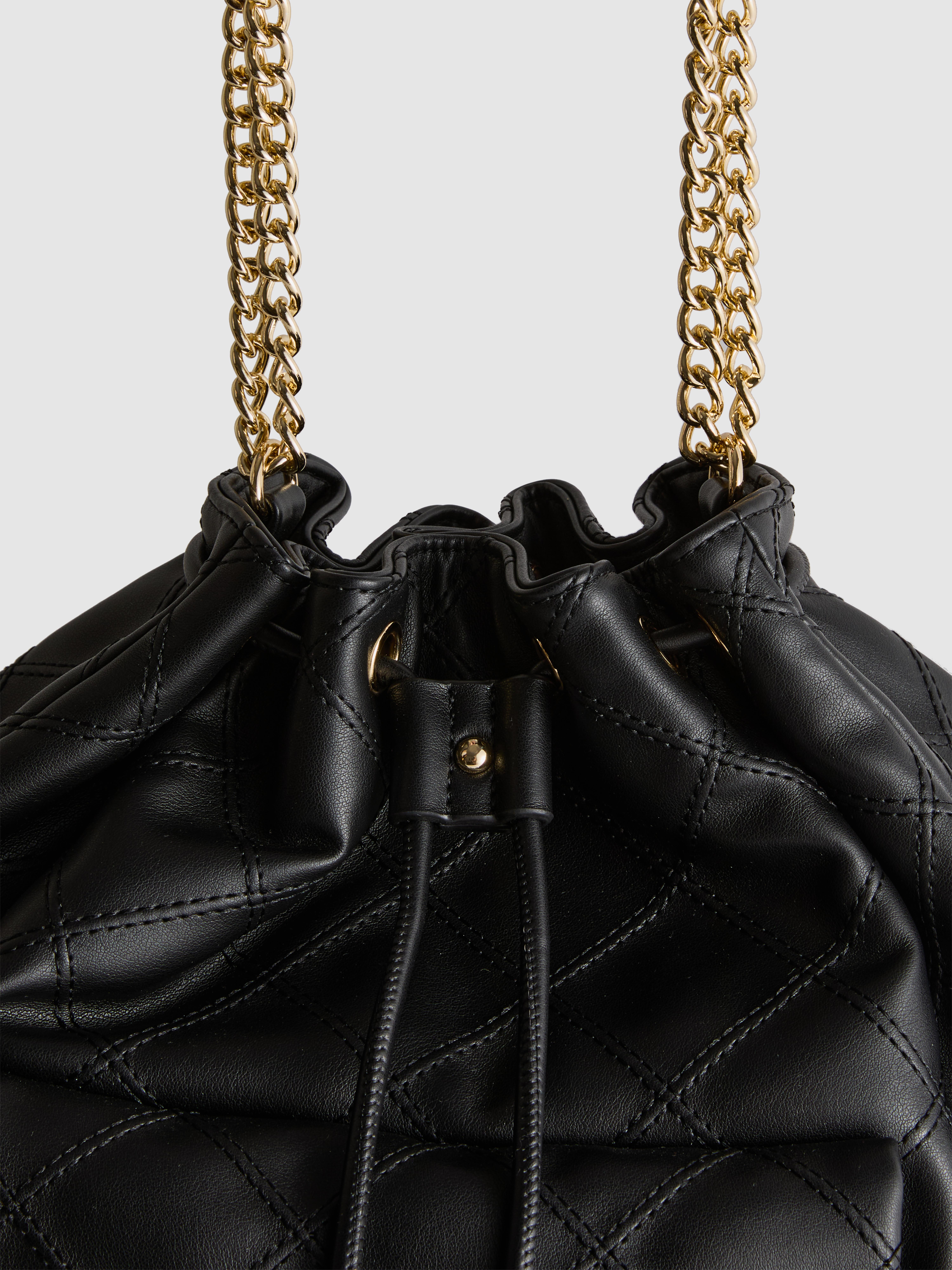 Quilted Faux Leather Bucket Bag