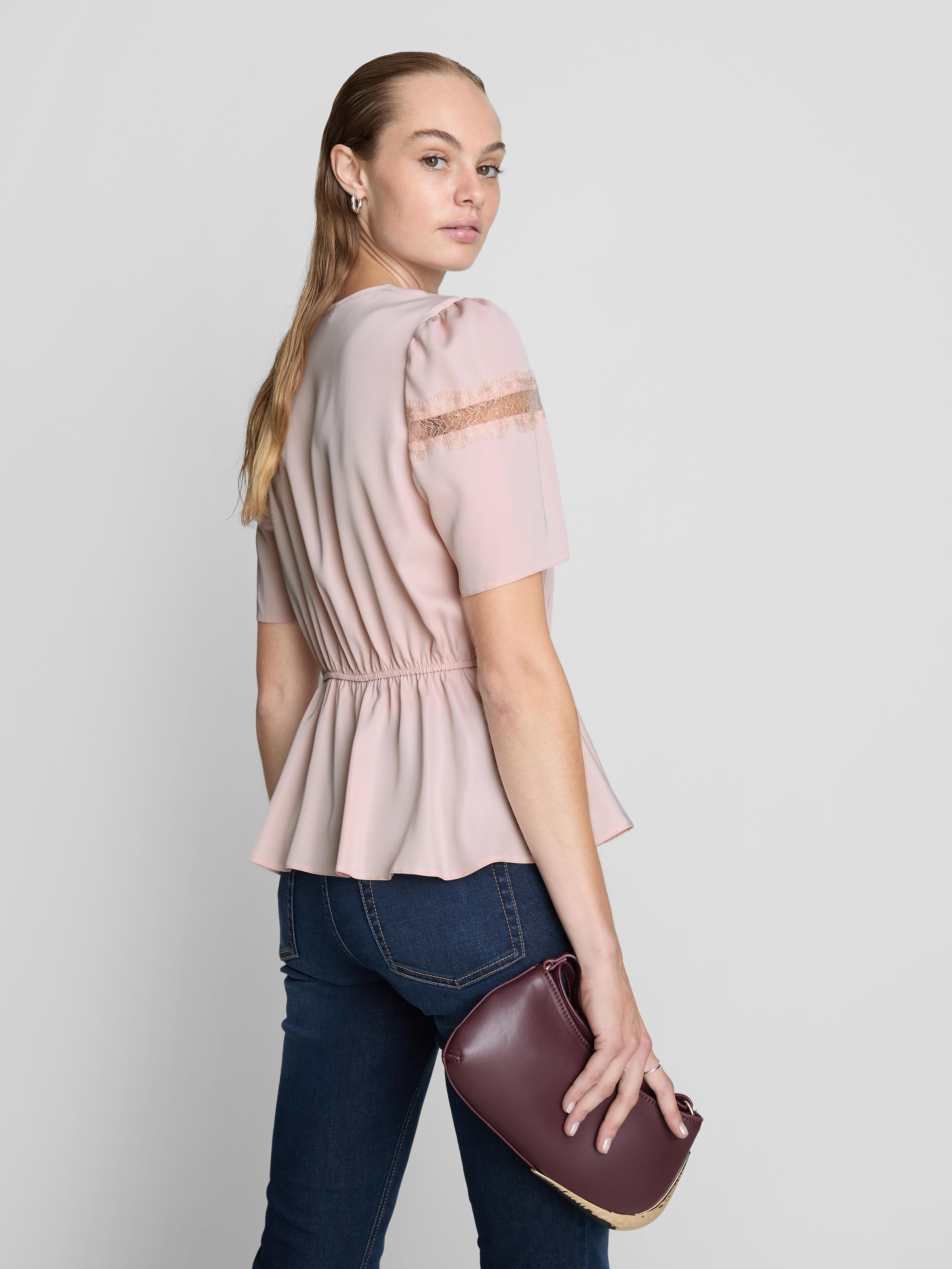 Satin Lace Insert Blouse