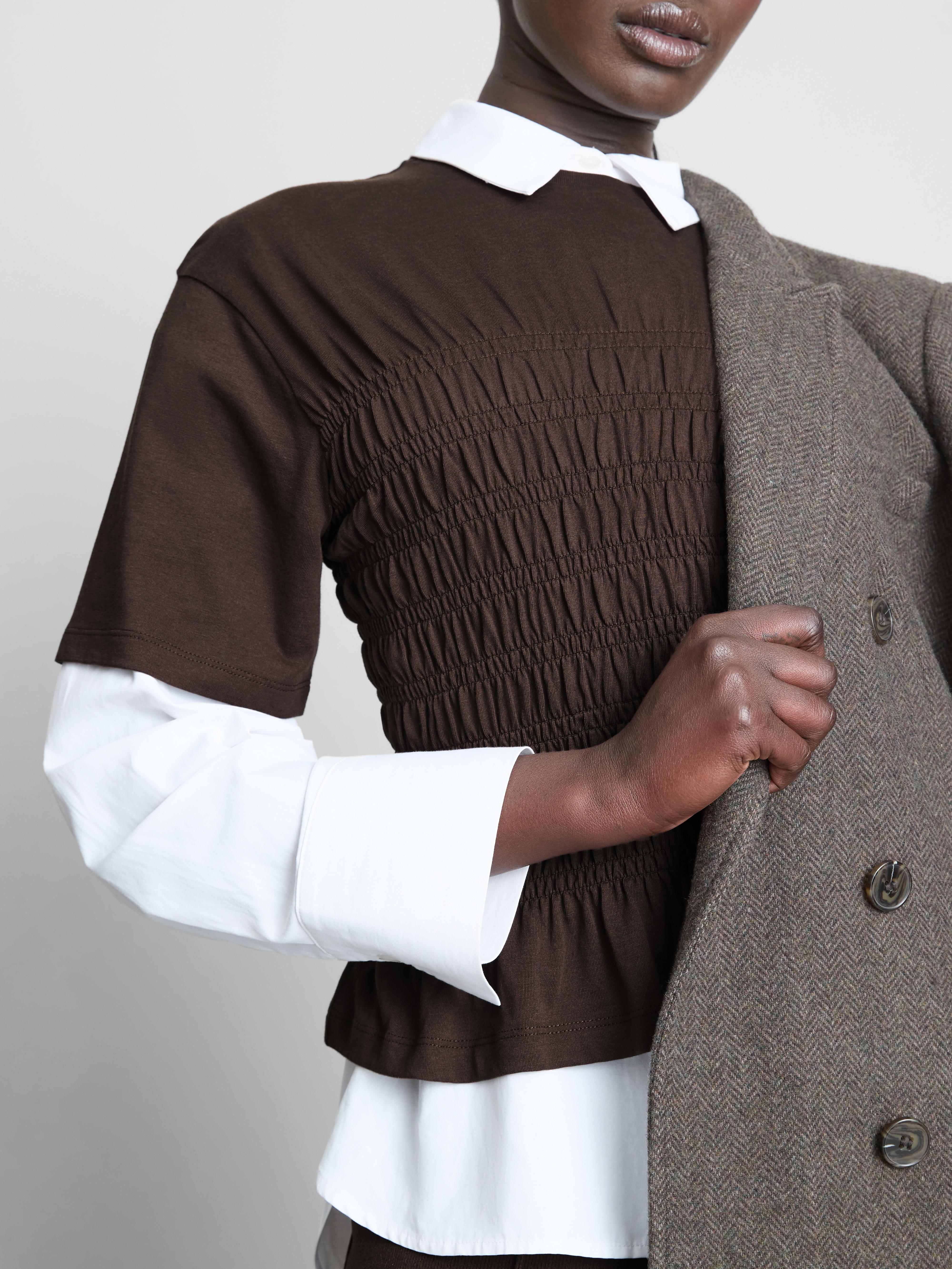 Cotton Shirred Bodice Tee