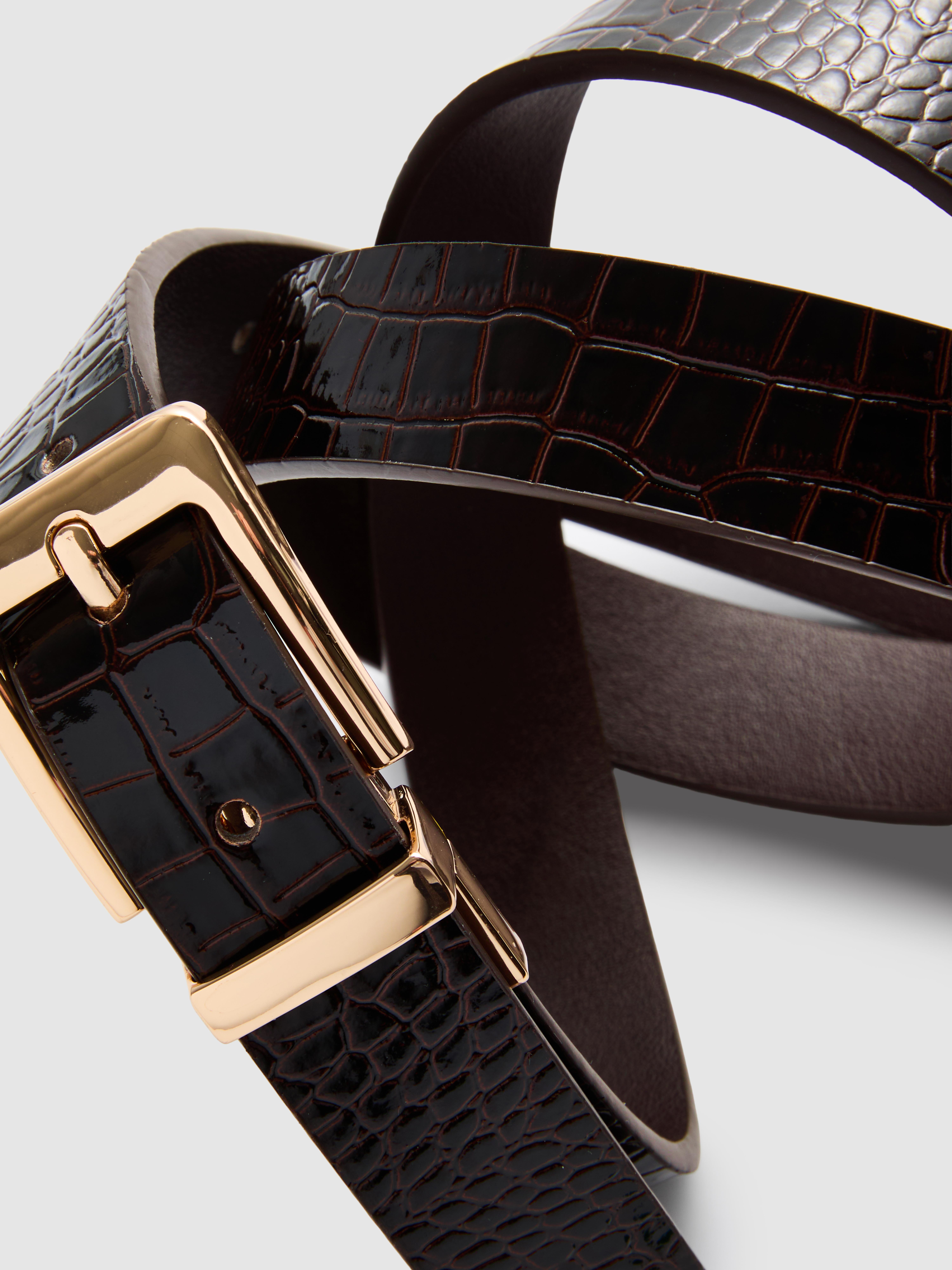 Reversible Belt With Metallic Buckle