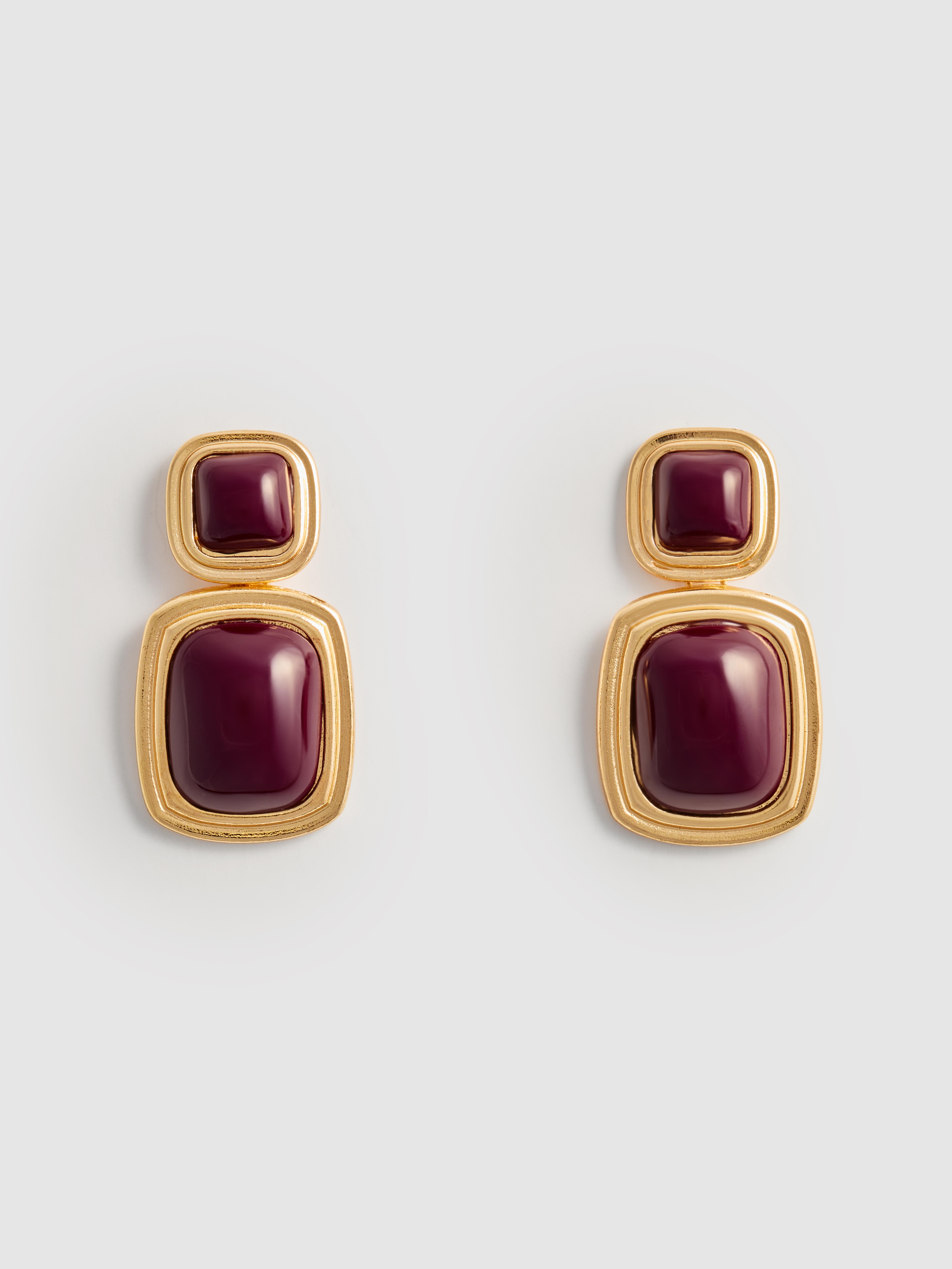 Burgundy Gem Drop Earrings