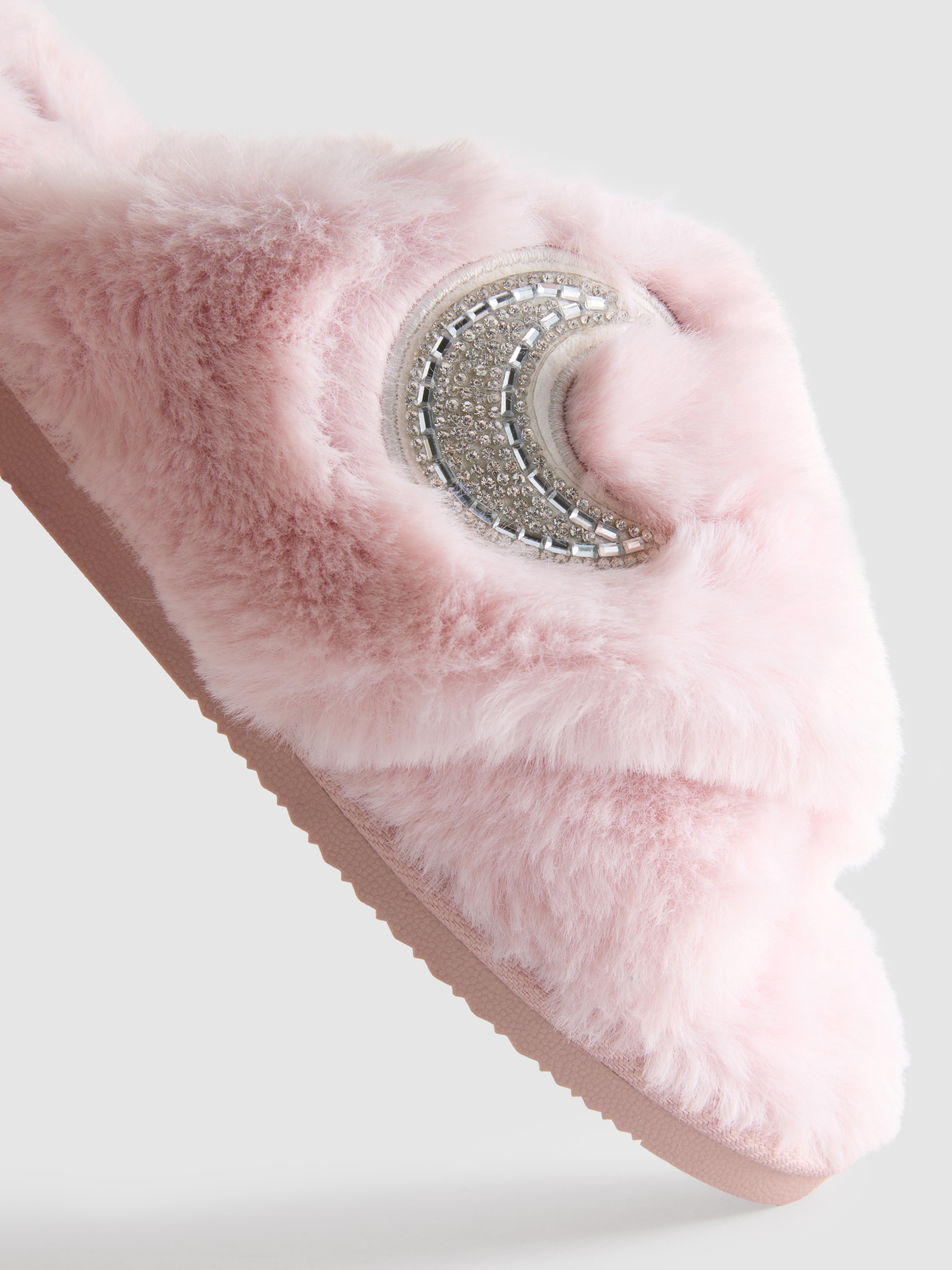 Embellished Cross Strap Slippers