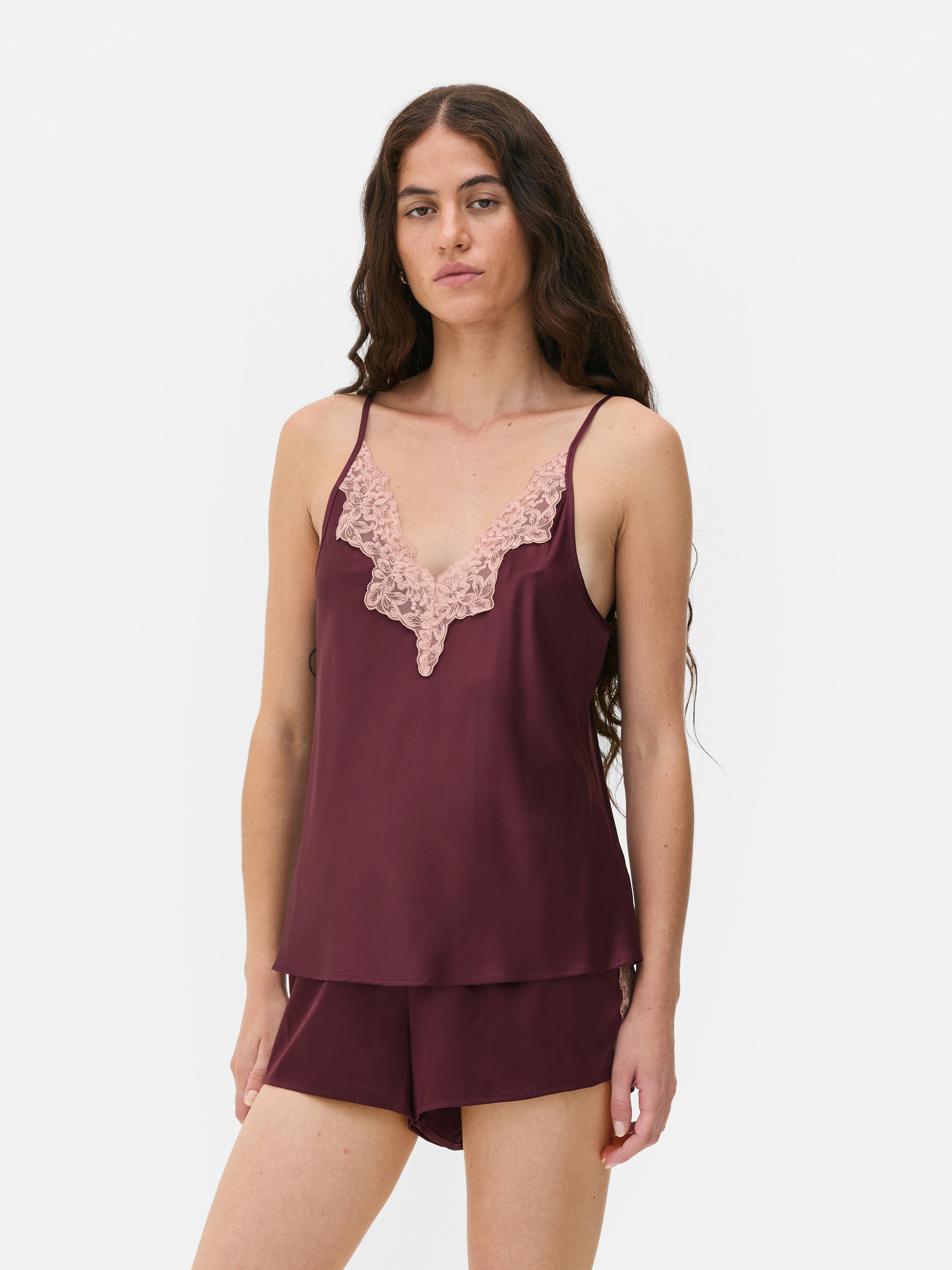 Satin Contrast Lace Cami