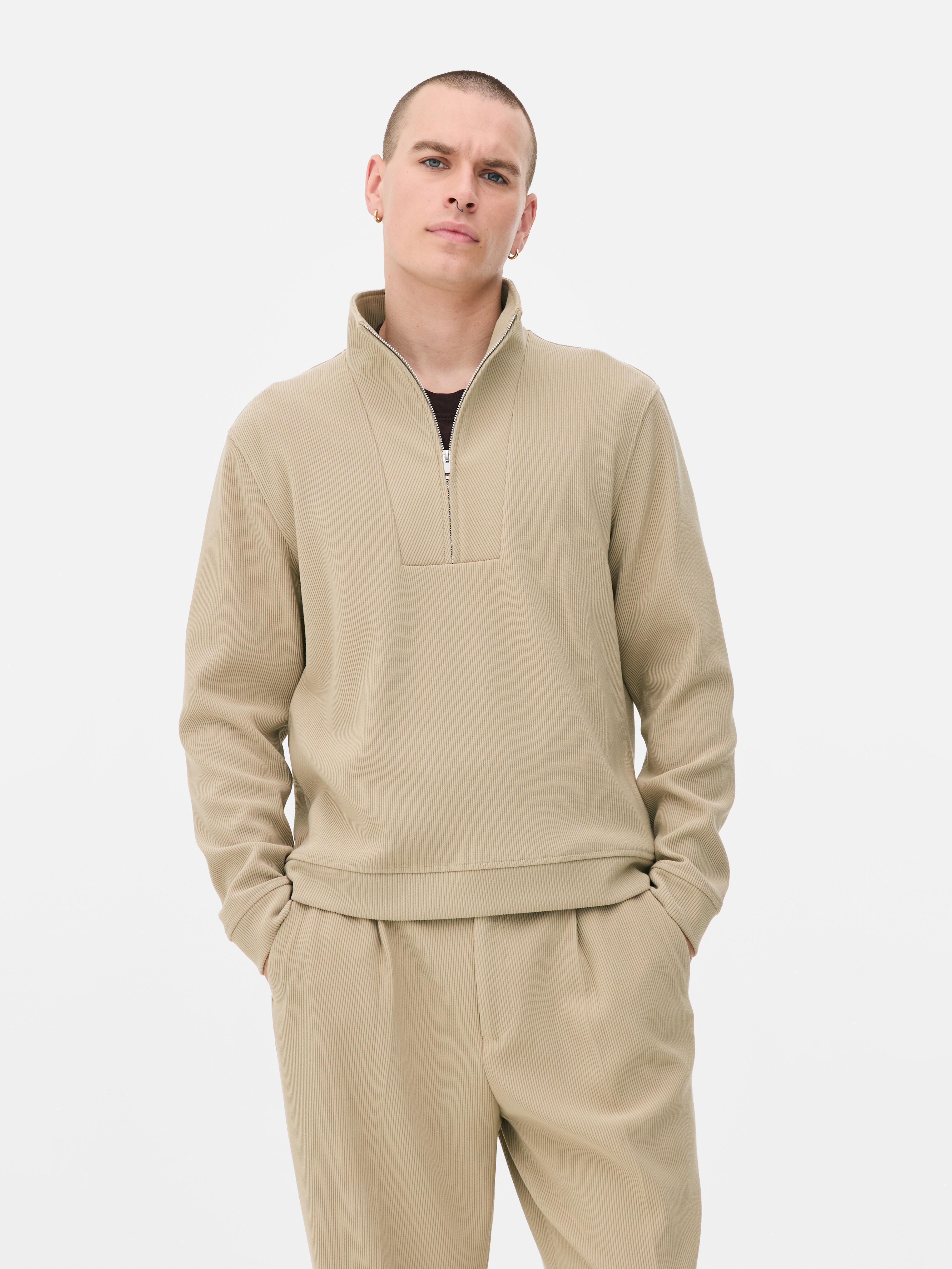 Quarter Zip Plisse Sweatshirt