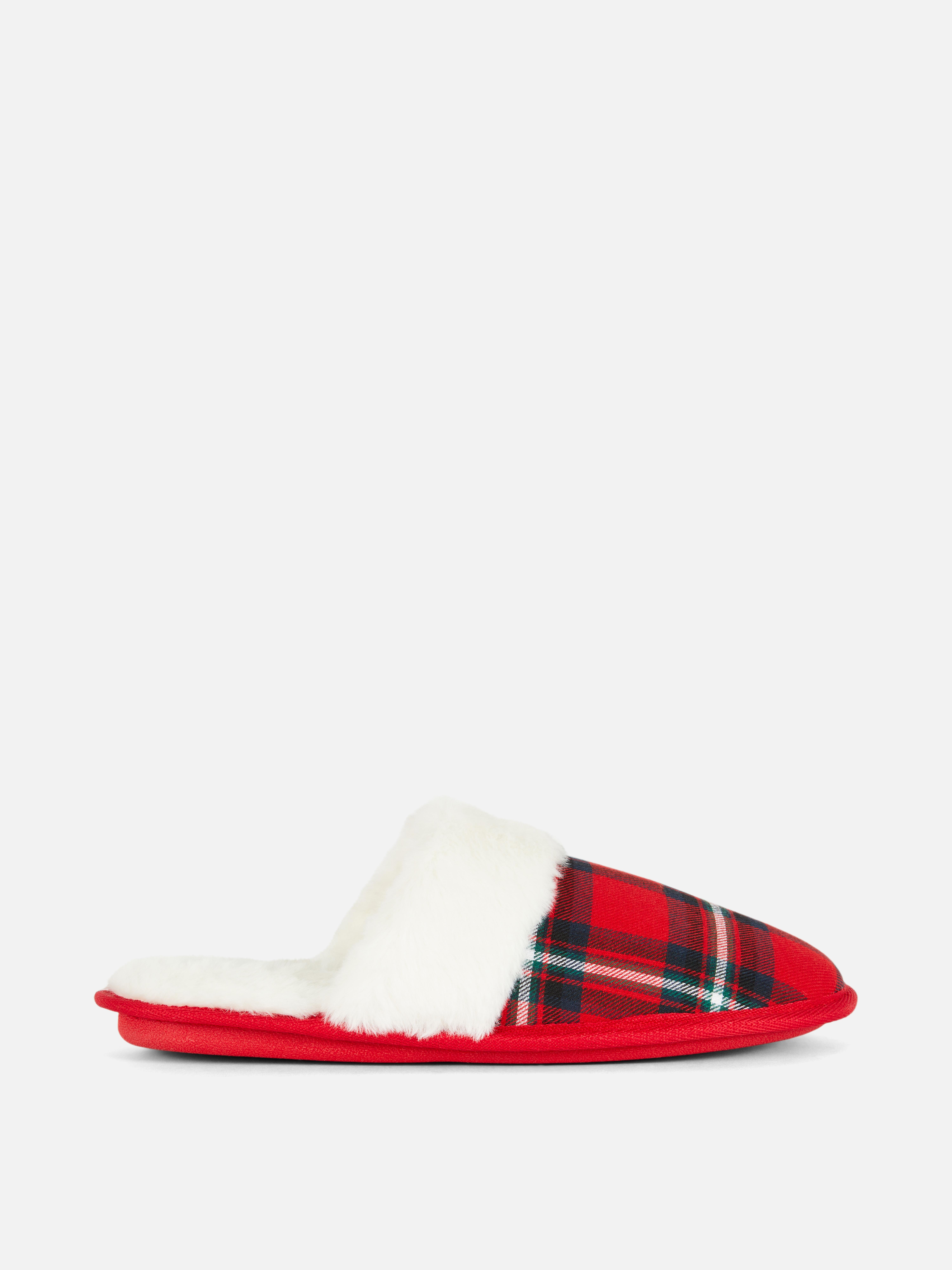 Women's Check Family Christmas Mule Slippers