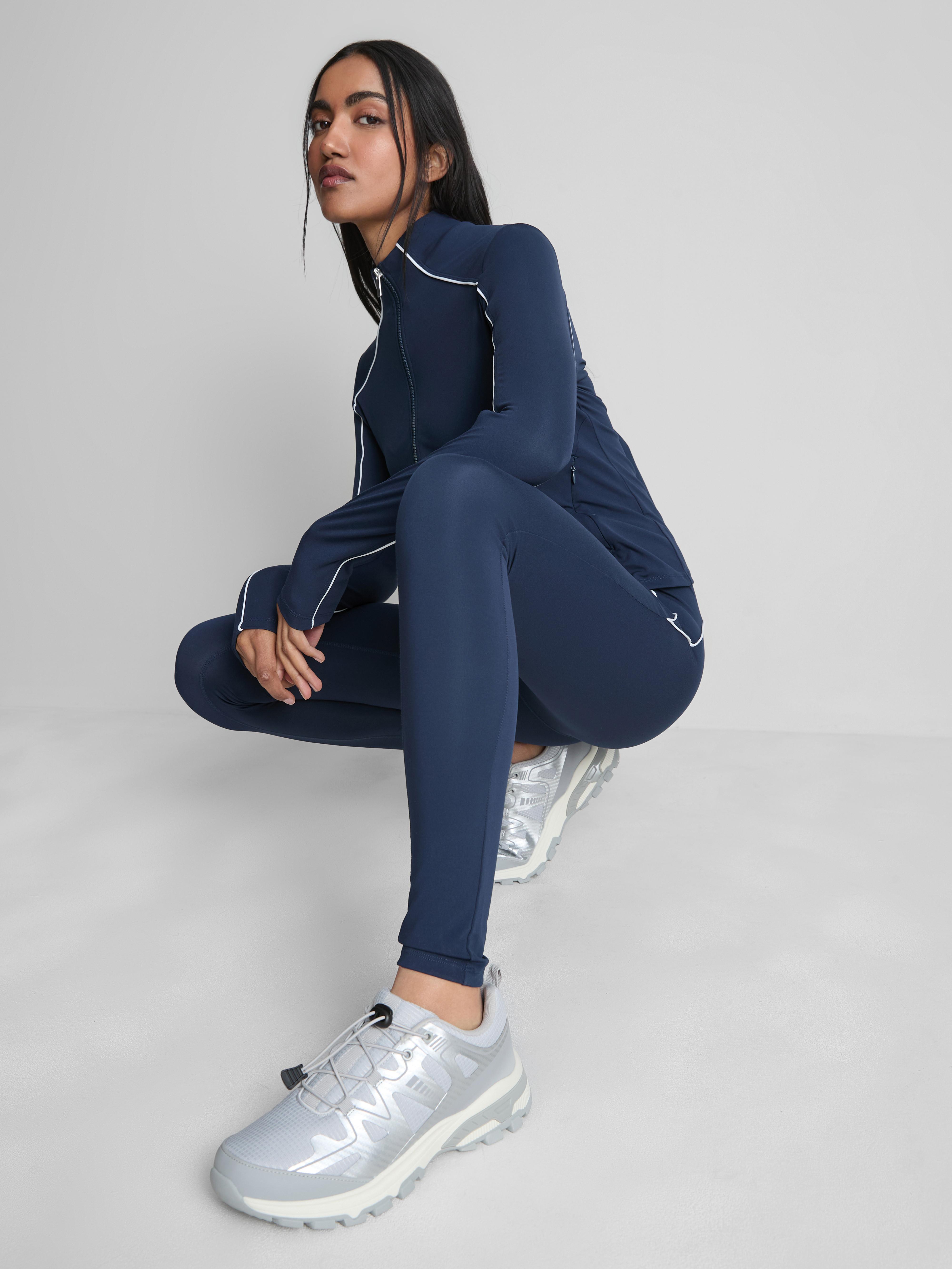 High Waisted Pipe Detail Active Leggings