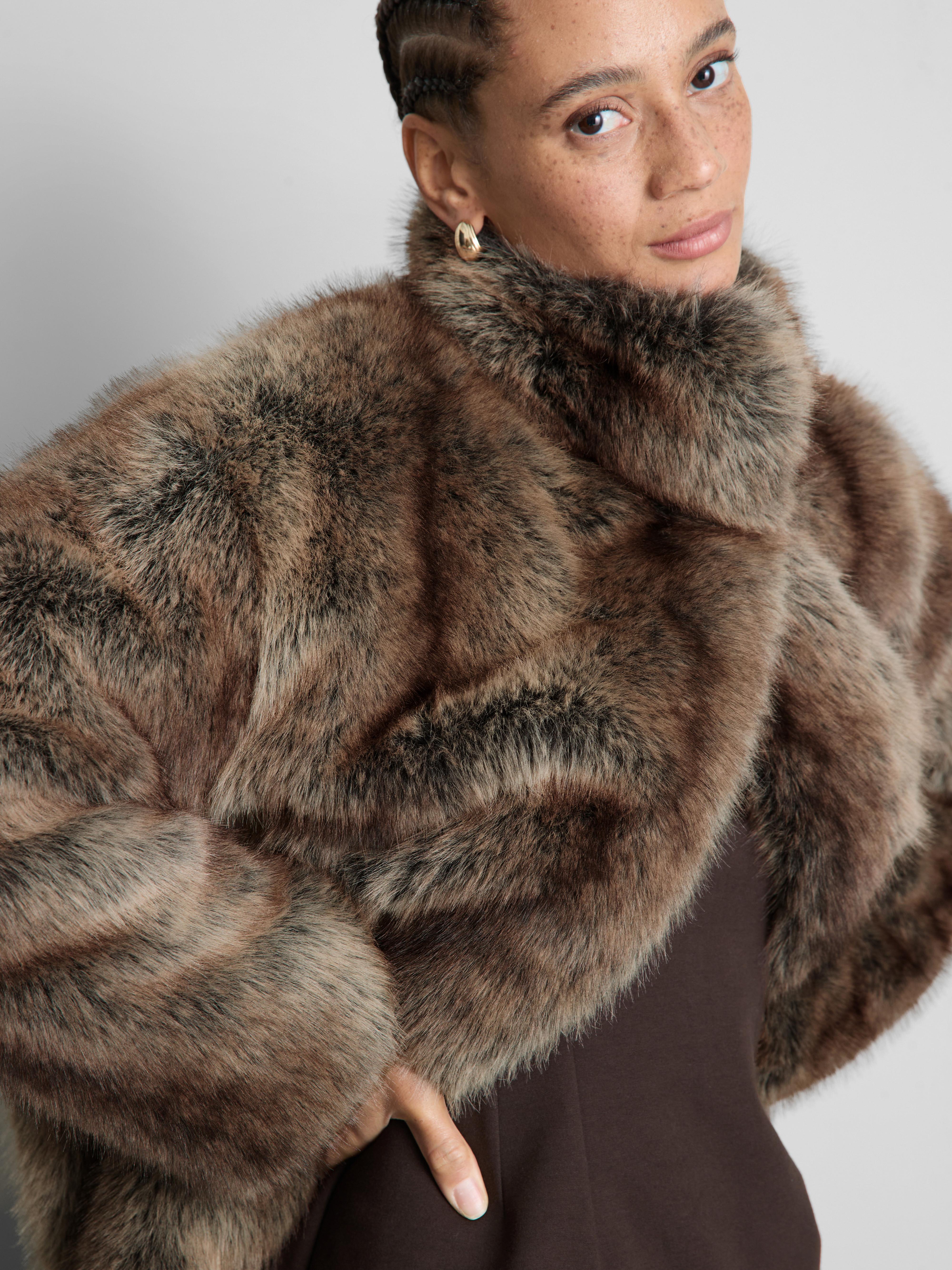 Paula Echevarría Faux Fur Funnel Jacket