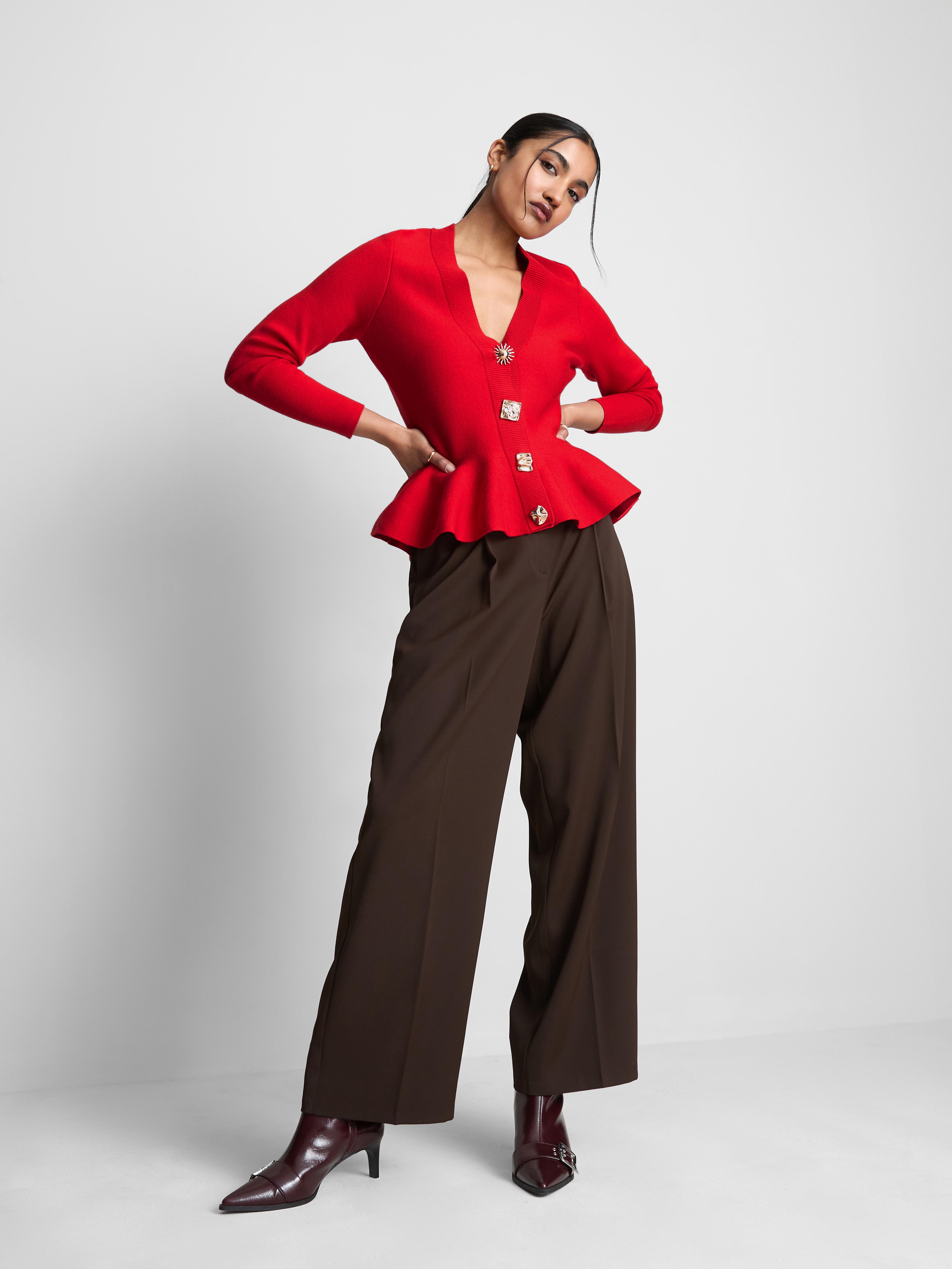 Peplum V-Neck Cardigan