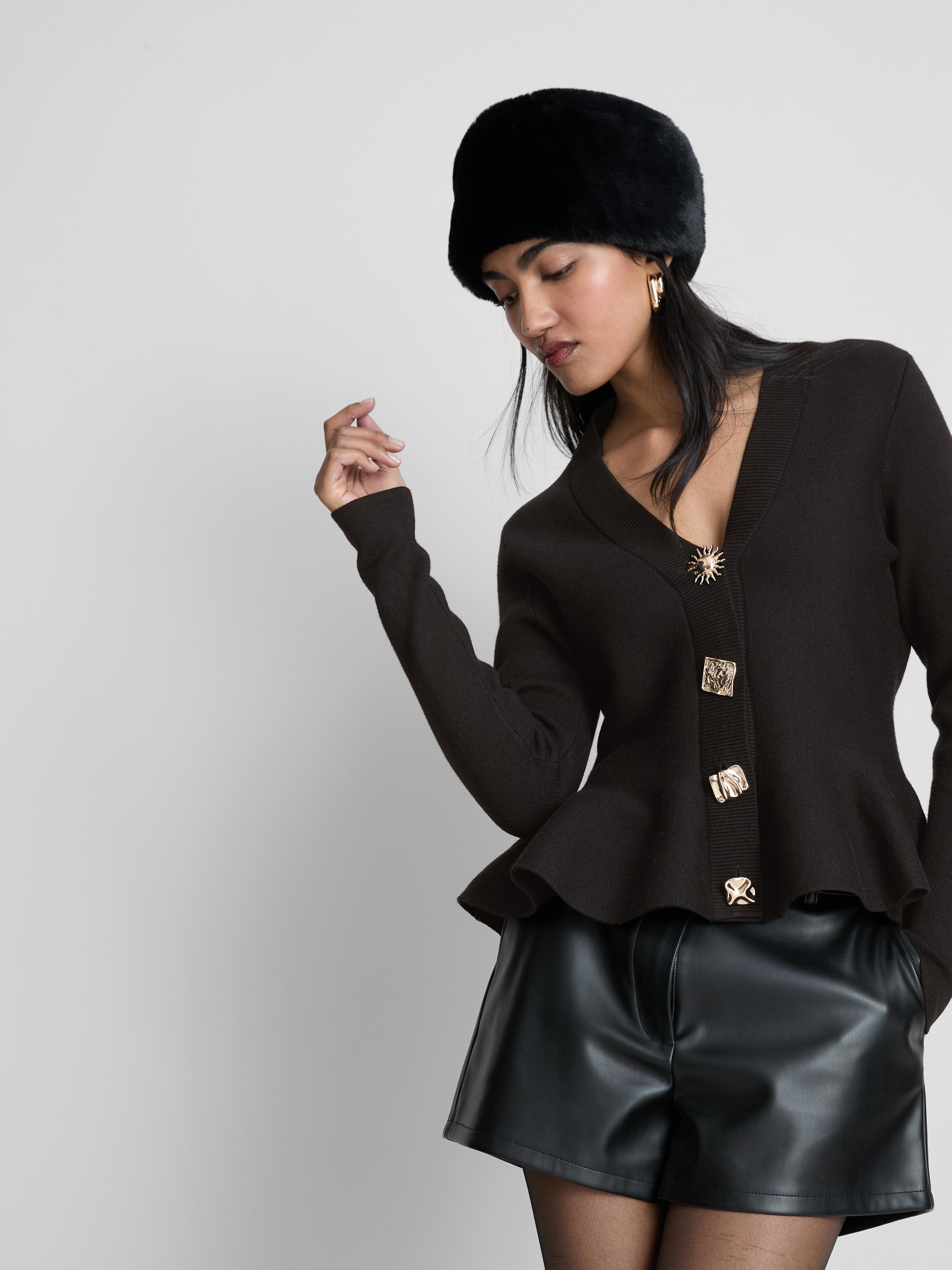 Peplum V-Neck Cardigan