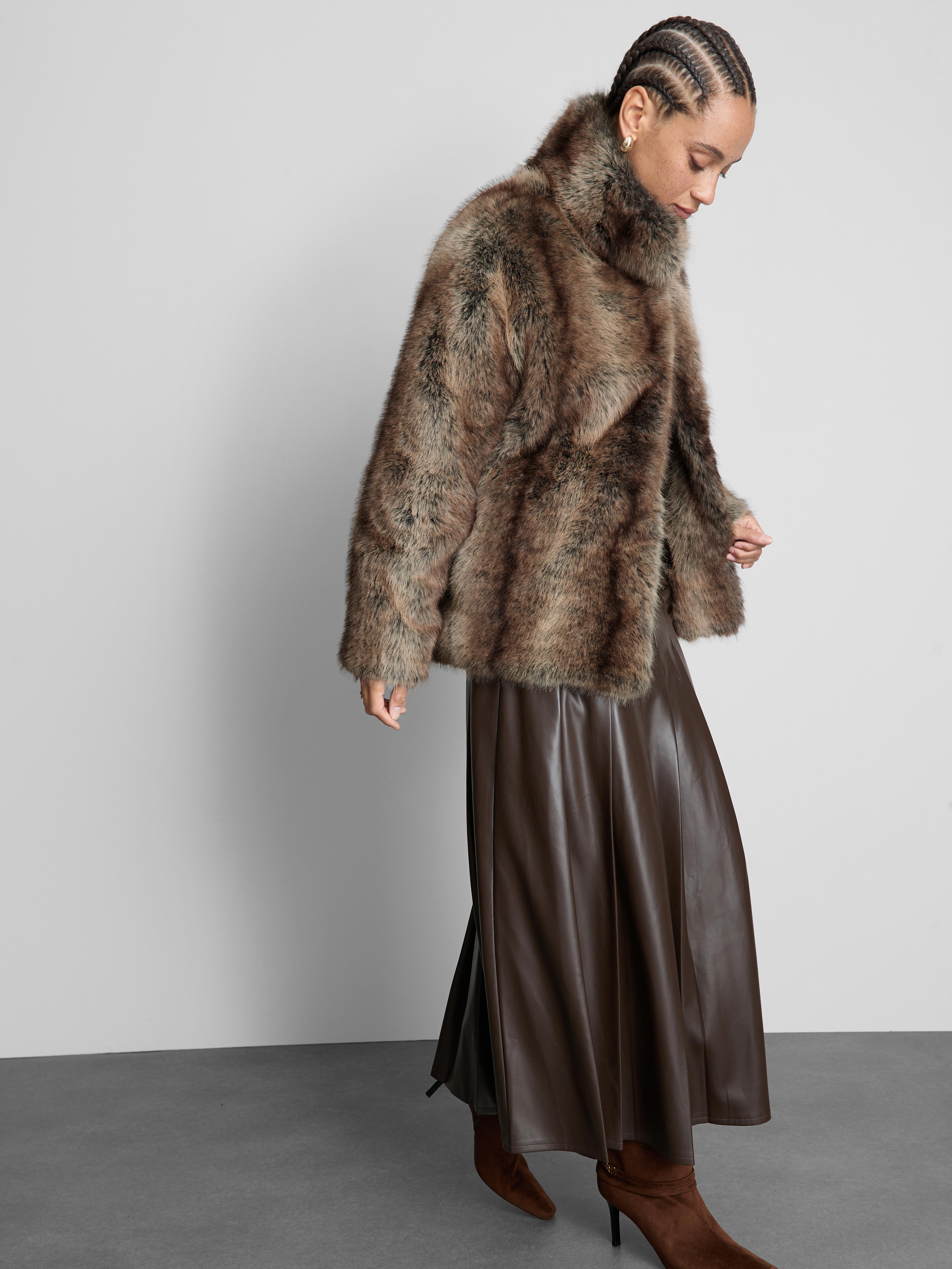 Paula Echevarría Faux Fur Funnel Jacket