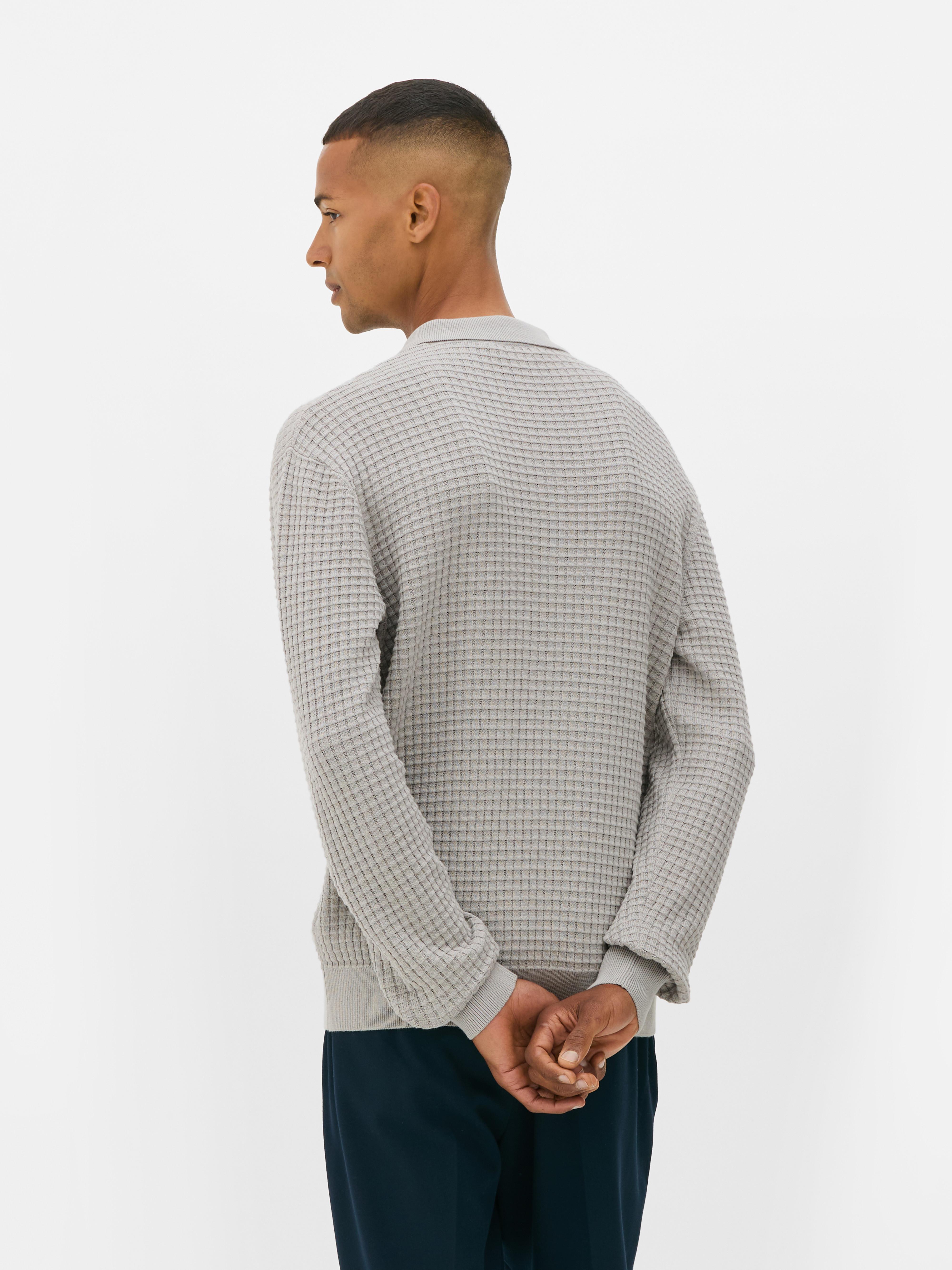 Textured Polo Sweater