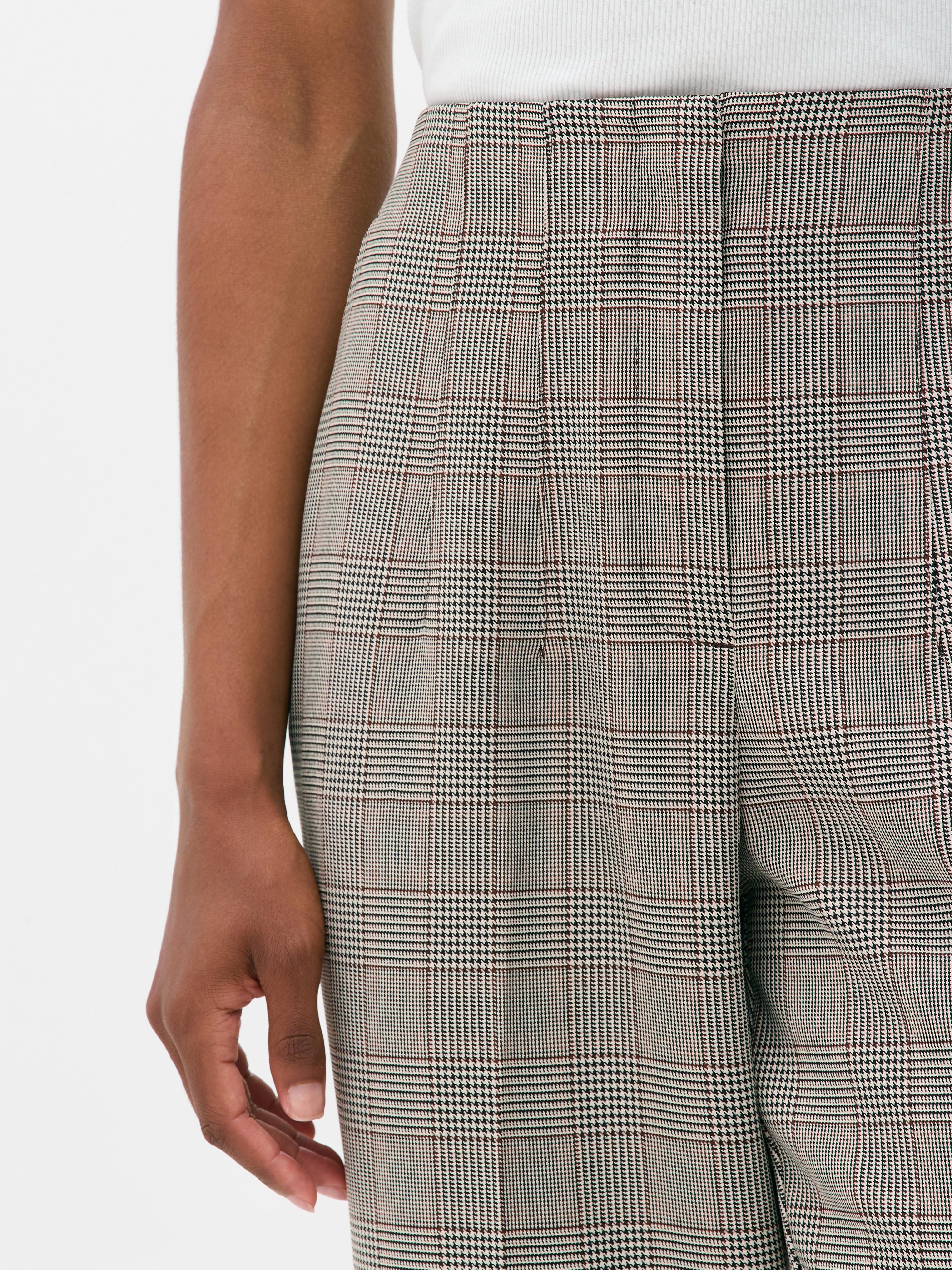High-Waisted Check Pants