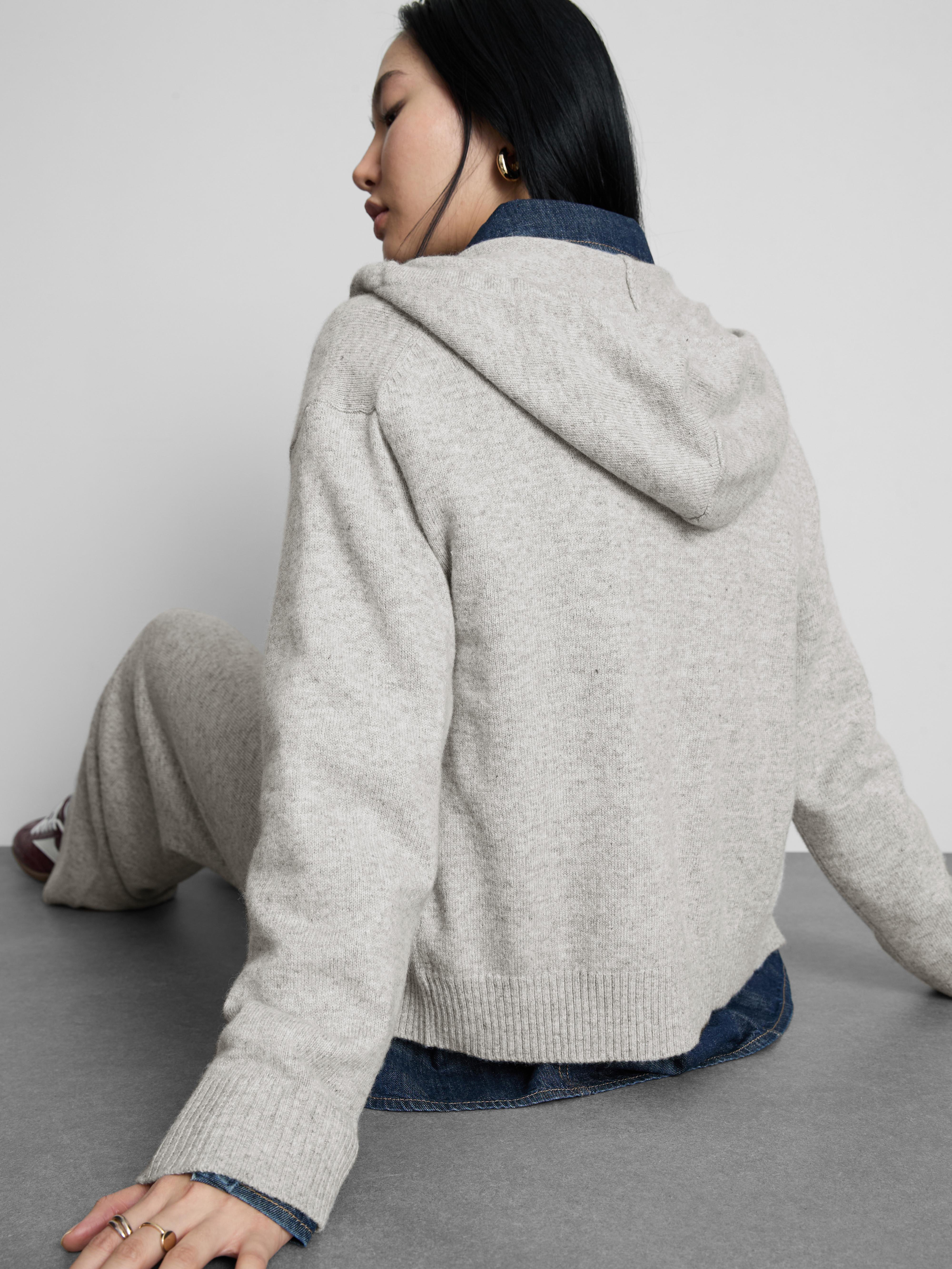The Edit Wool Blend Zip Through Hoodie