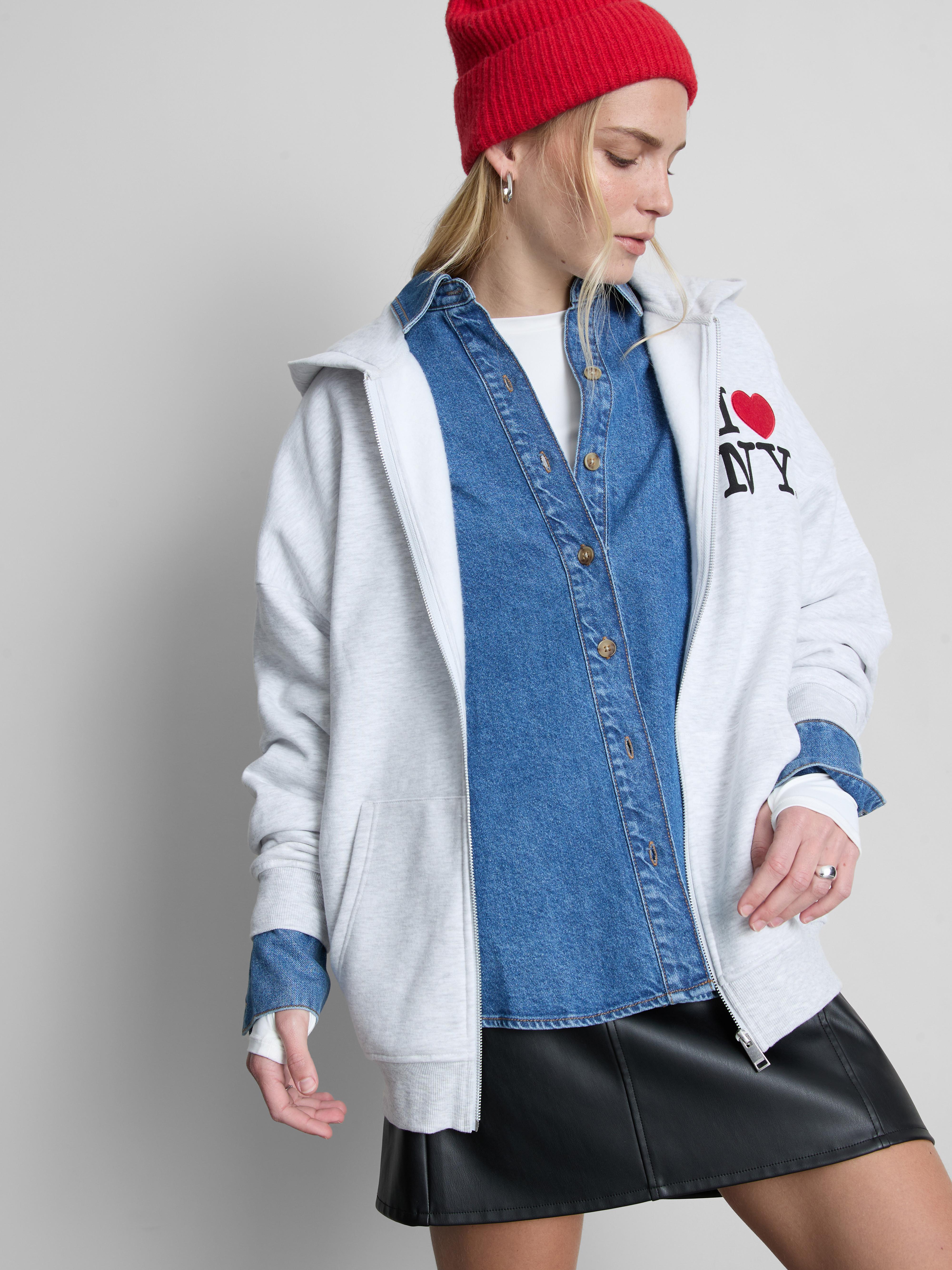 I Love NY Oversized Zip-Up Hoodie