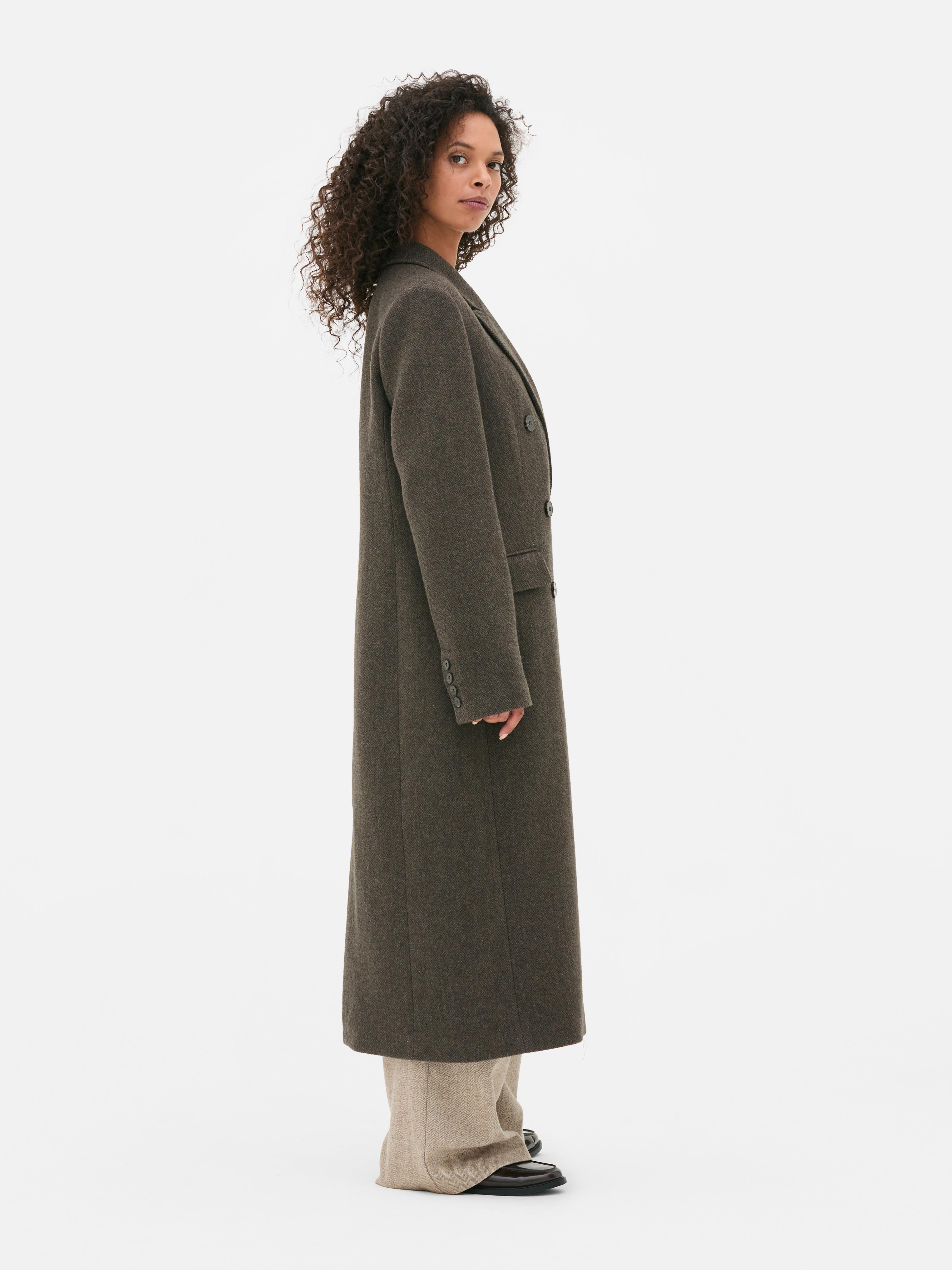 The Edit Double Breasted Herringbone Coat
