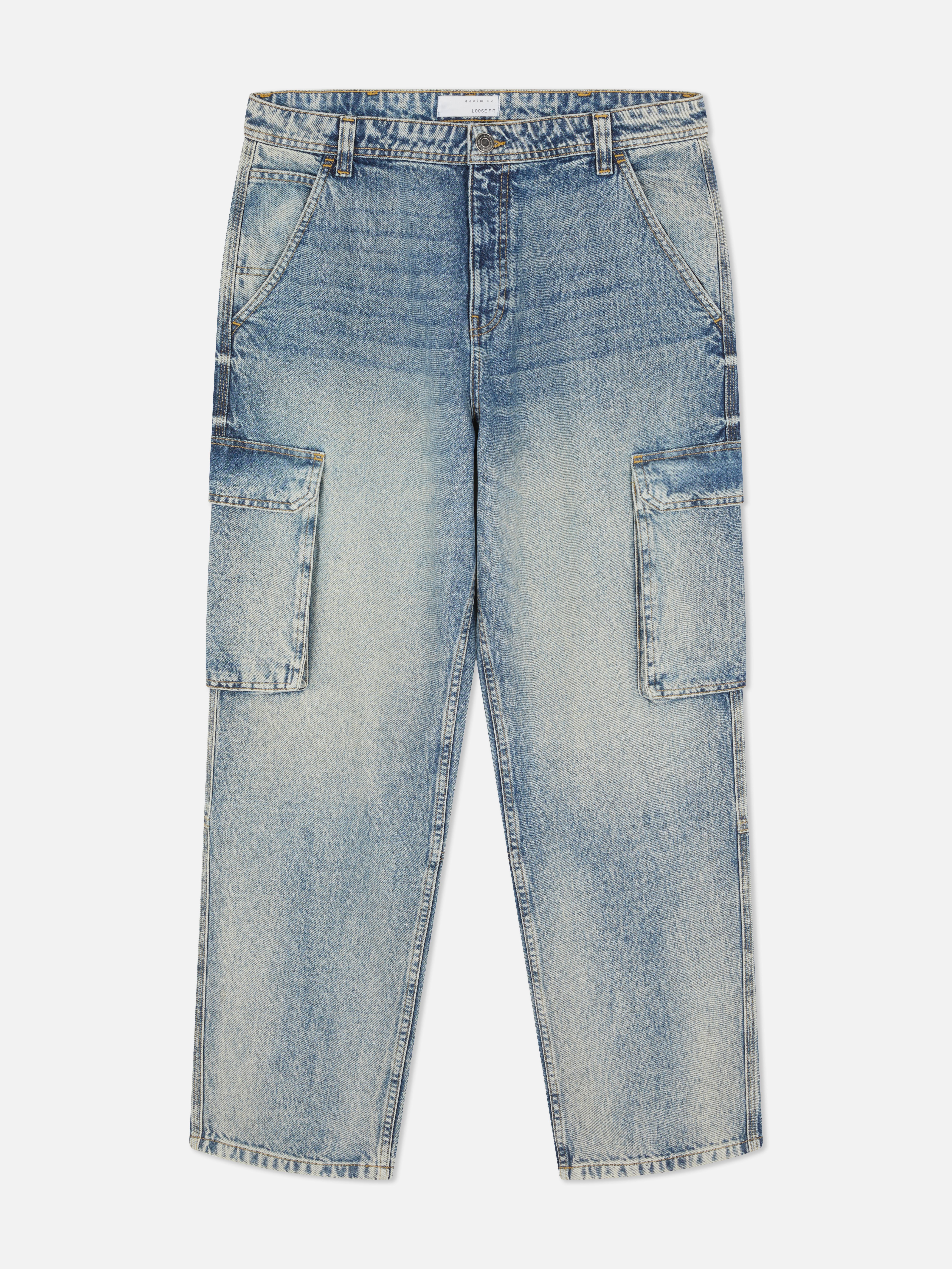 Mid-Rise Loose Cargo Jeans